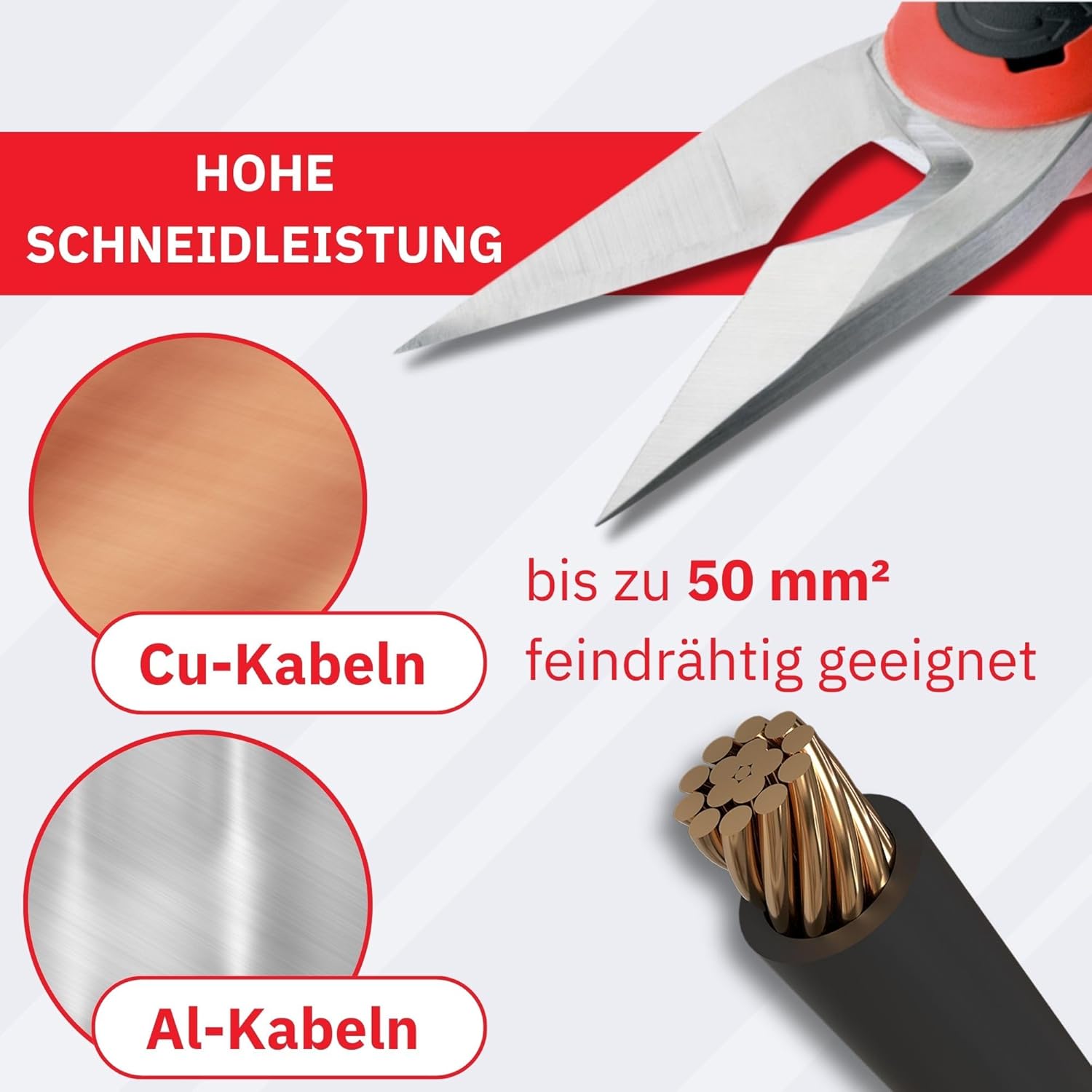 Intercable 16020-F1 Forbice per Elettricisti 3in1, Rosso - immagine 3