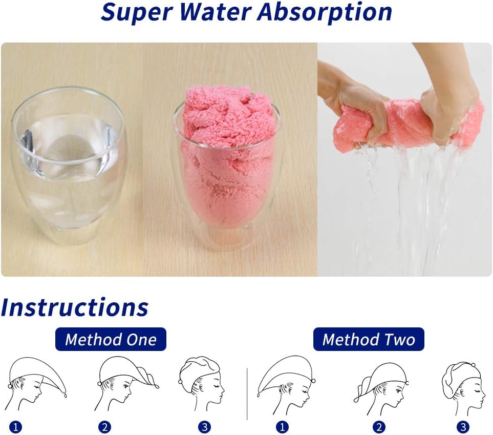 Acwoo Asciugamani Doccia Turbante 3 Pcs Microfibra - immagine 4