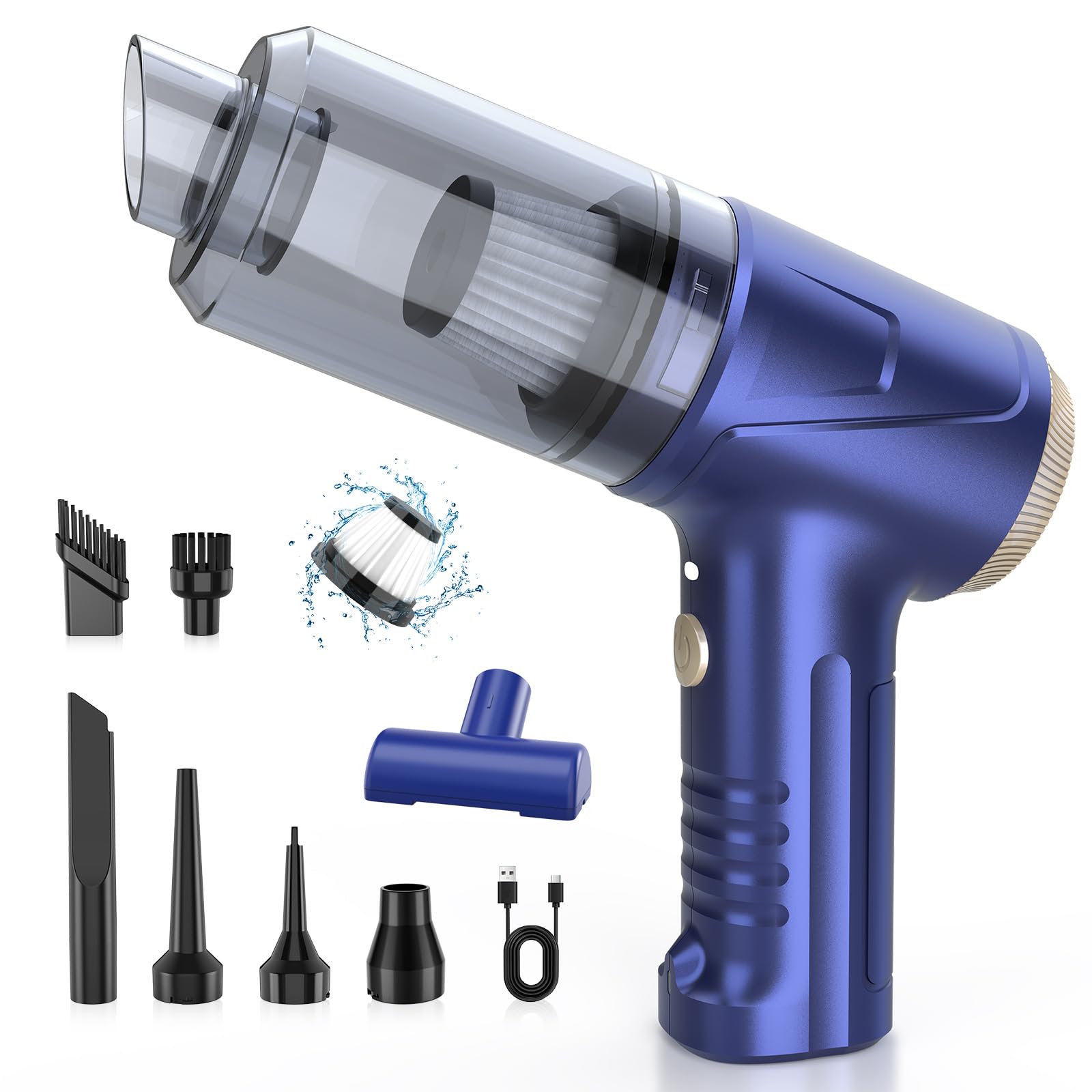 Aspirabriciole Senza Fili 4 in 1 12000Pa, Blu