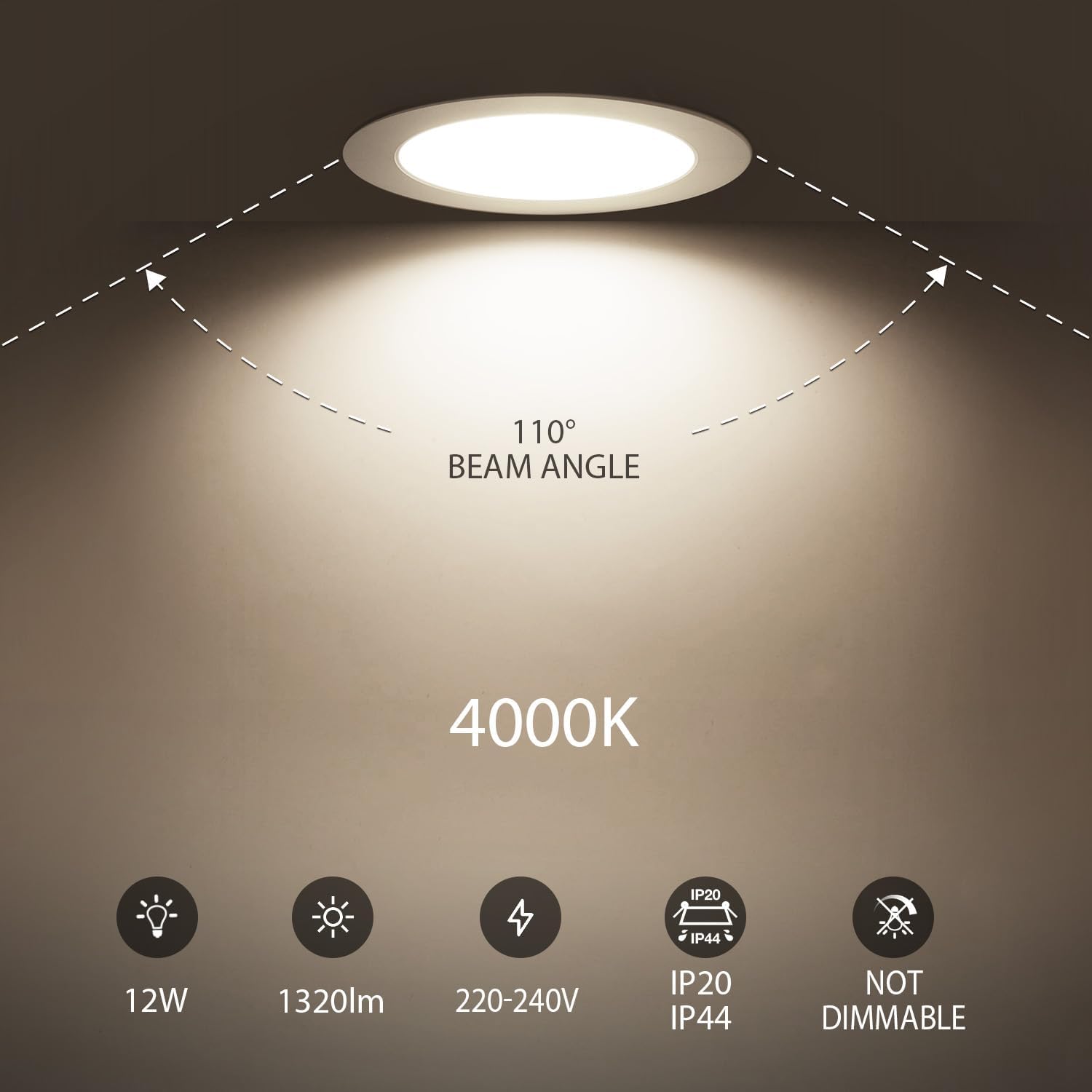 Lvwit Faretti LED da Incasso 12W 4000K, Set di 6 - immagine 2