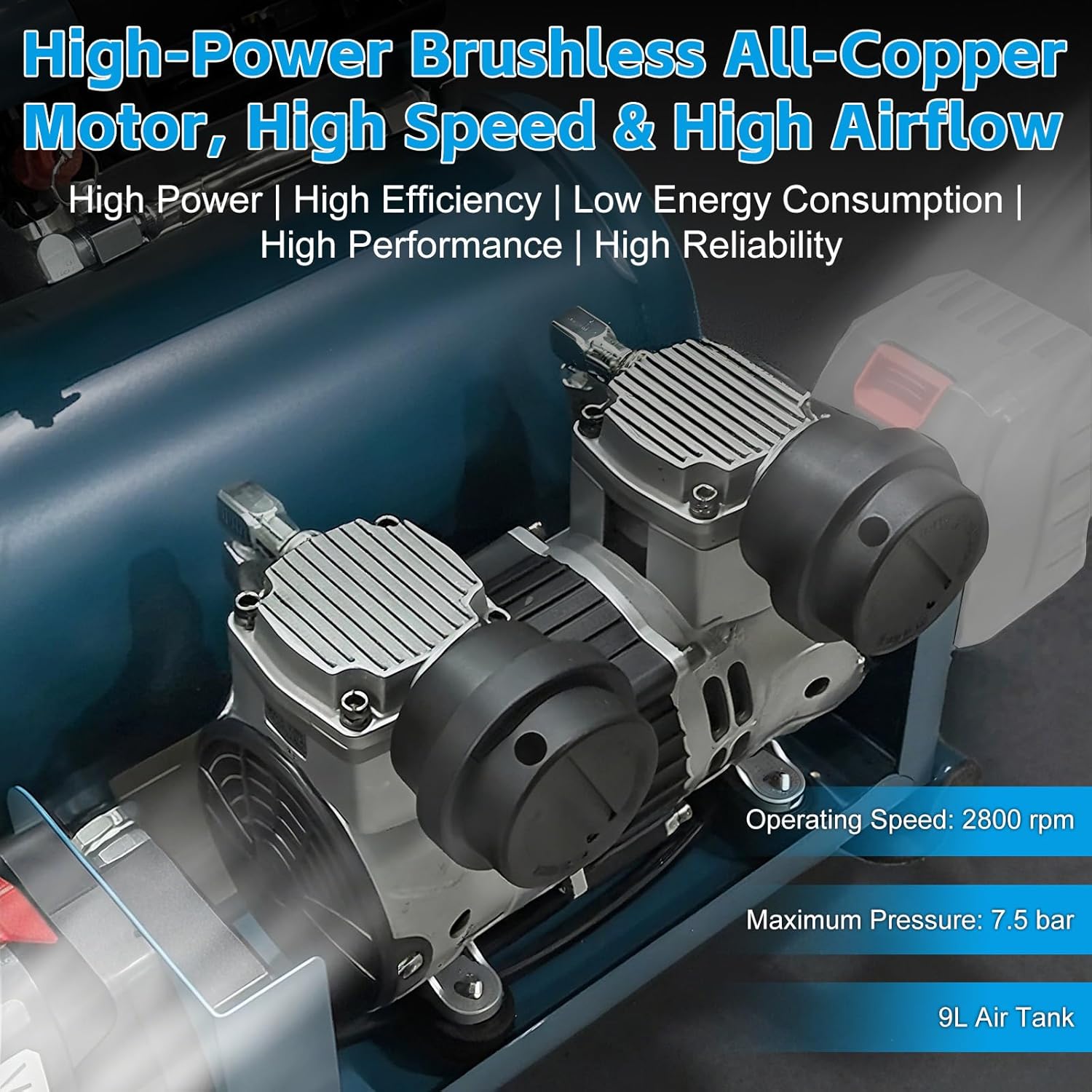 Compressore d'Aria per Batteria Makita 18V Portatile 9L - immagine 4