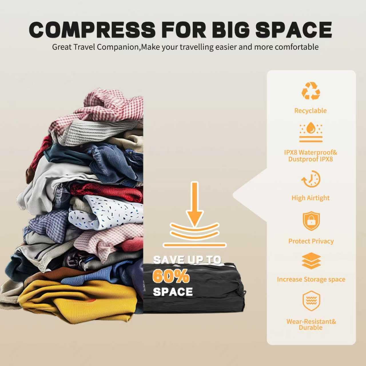 Eulant Pack 2 Sacchetti Sottovuoto Viaggio Riutilizzabili - immagine 6