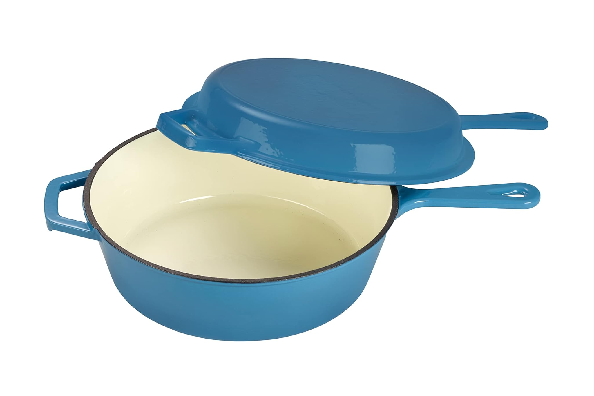 Echtwerk Set Casseruola e Padella Ghisa 2 in 1, Azzurro 2,5L