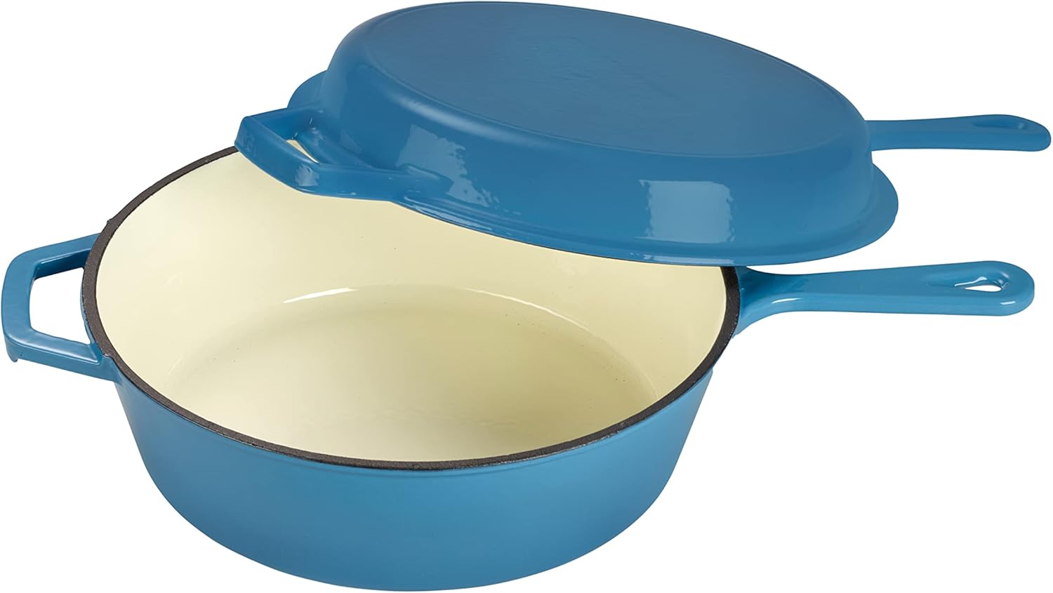 Echtwerk Set Casseruola e Padella Ghisa 2 in 1, Azzurro 2,5L - immagine 1