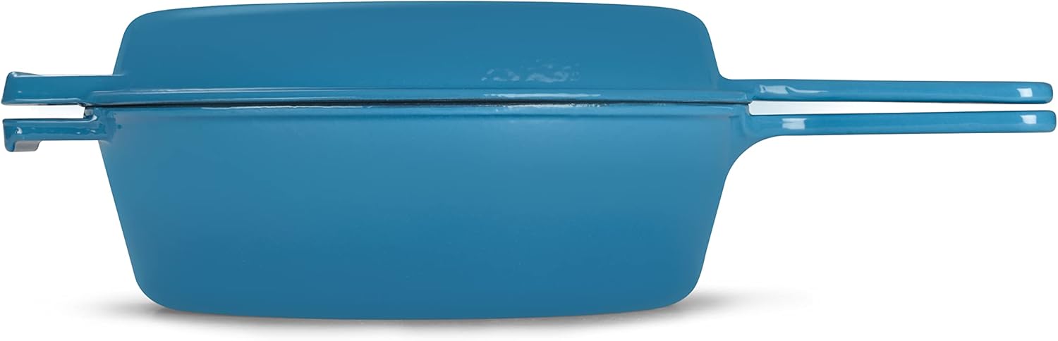 Echtwerk Set Casseruola e Padella Ghisa 2 in 1, Azzurro 2,5L - immagine 2