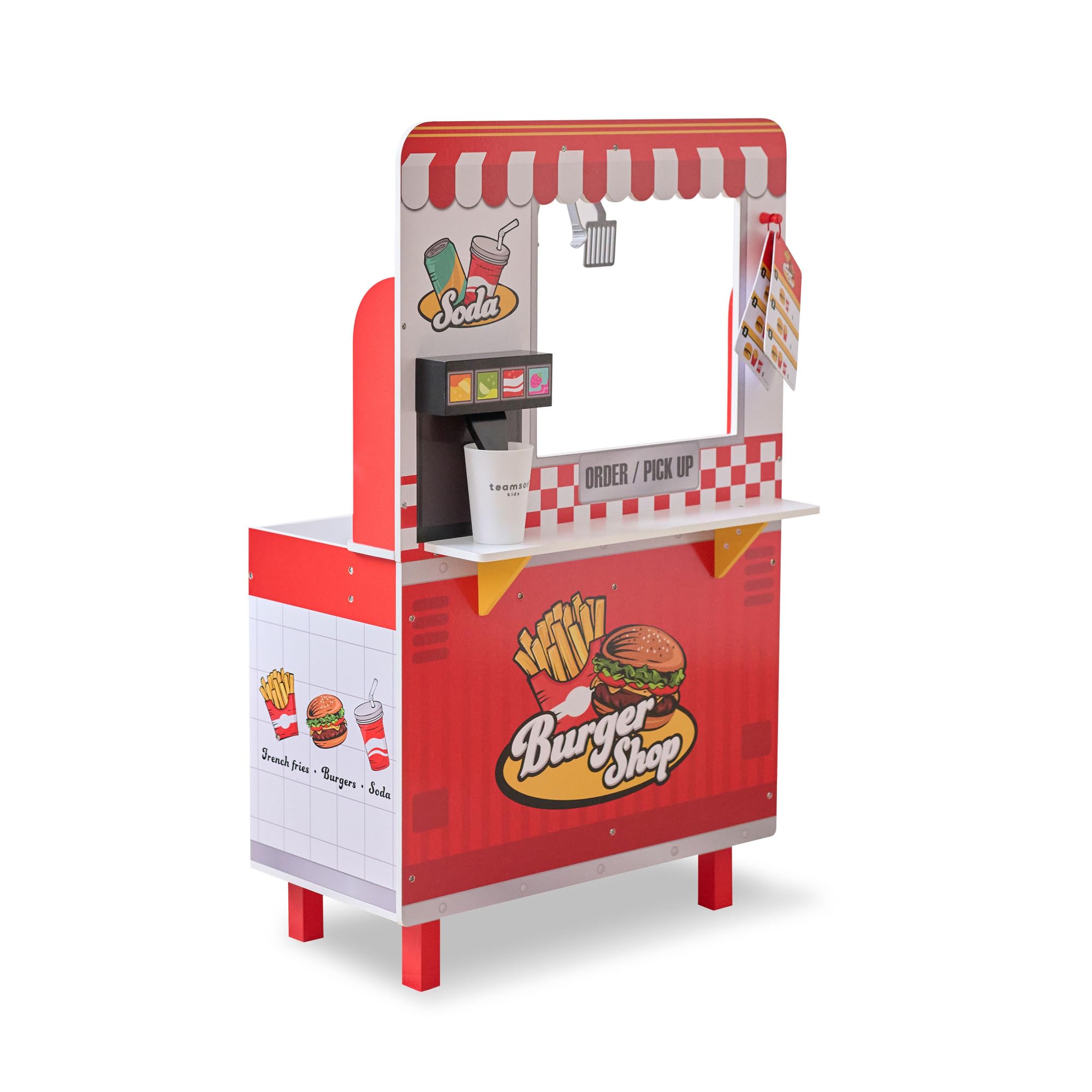 Teamson Kids Hamburgeria Flip & Fry in Legno MDF, Rosso