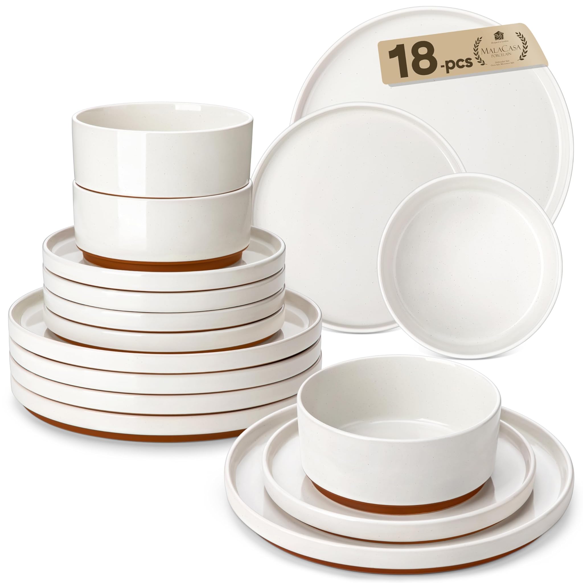 Malacasa Servizio Piatti 18 Pezzi 6 Persone, Bianco