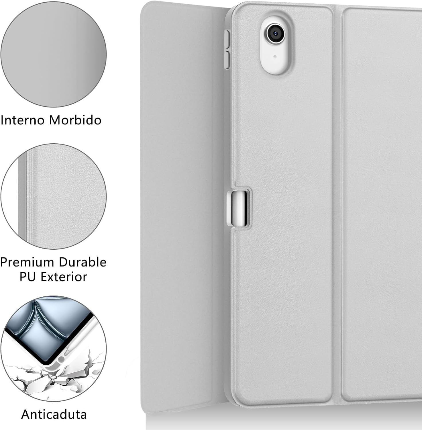 Iveoppe Tastiera iPad Air 11 (M3/M2) con Touchpad, Grigio Chiaro - immagine 7