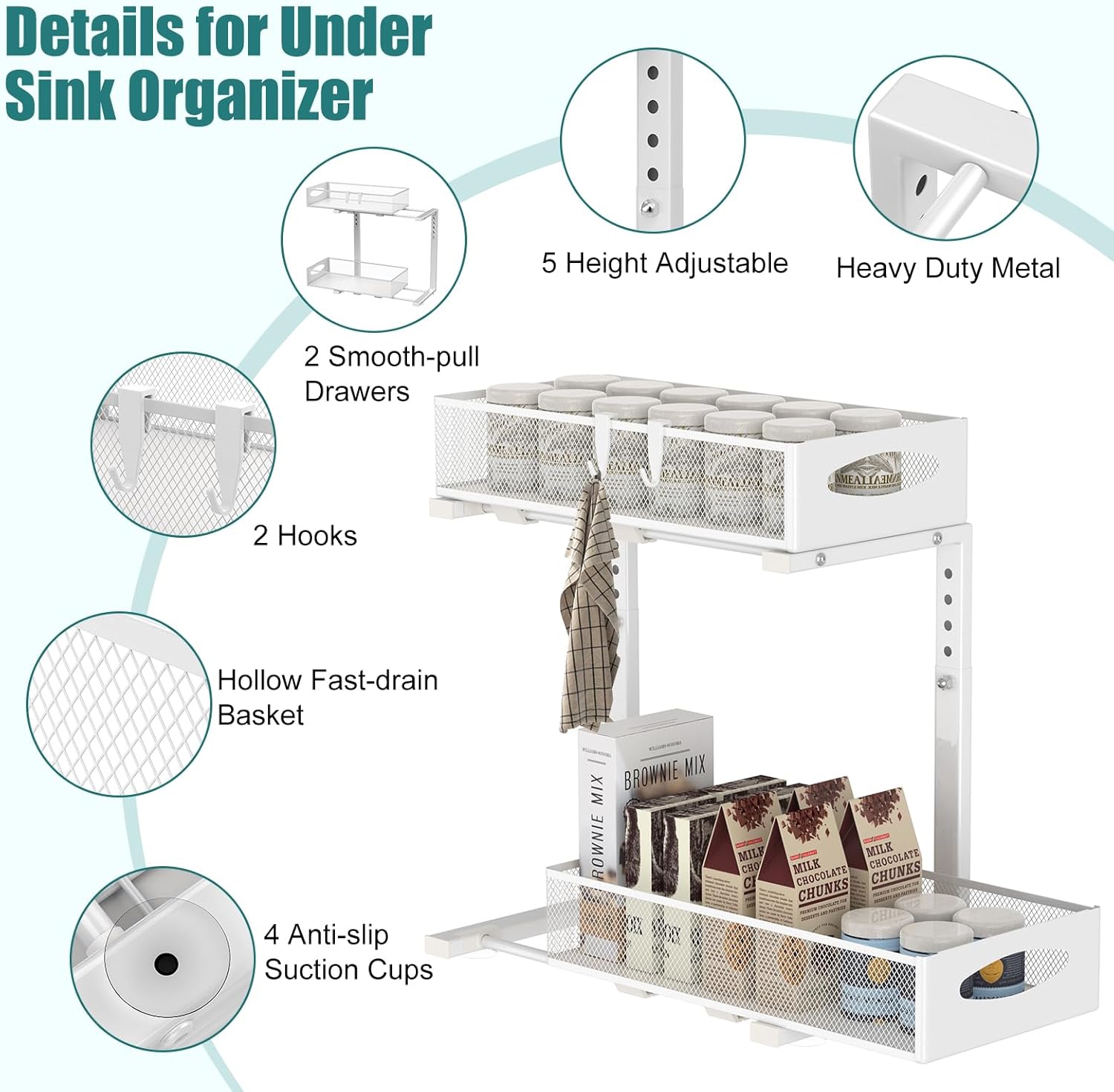 Housolution Organizer Sottolavello Estraibile 2 Livelli (2 Pz) - immagine 4