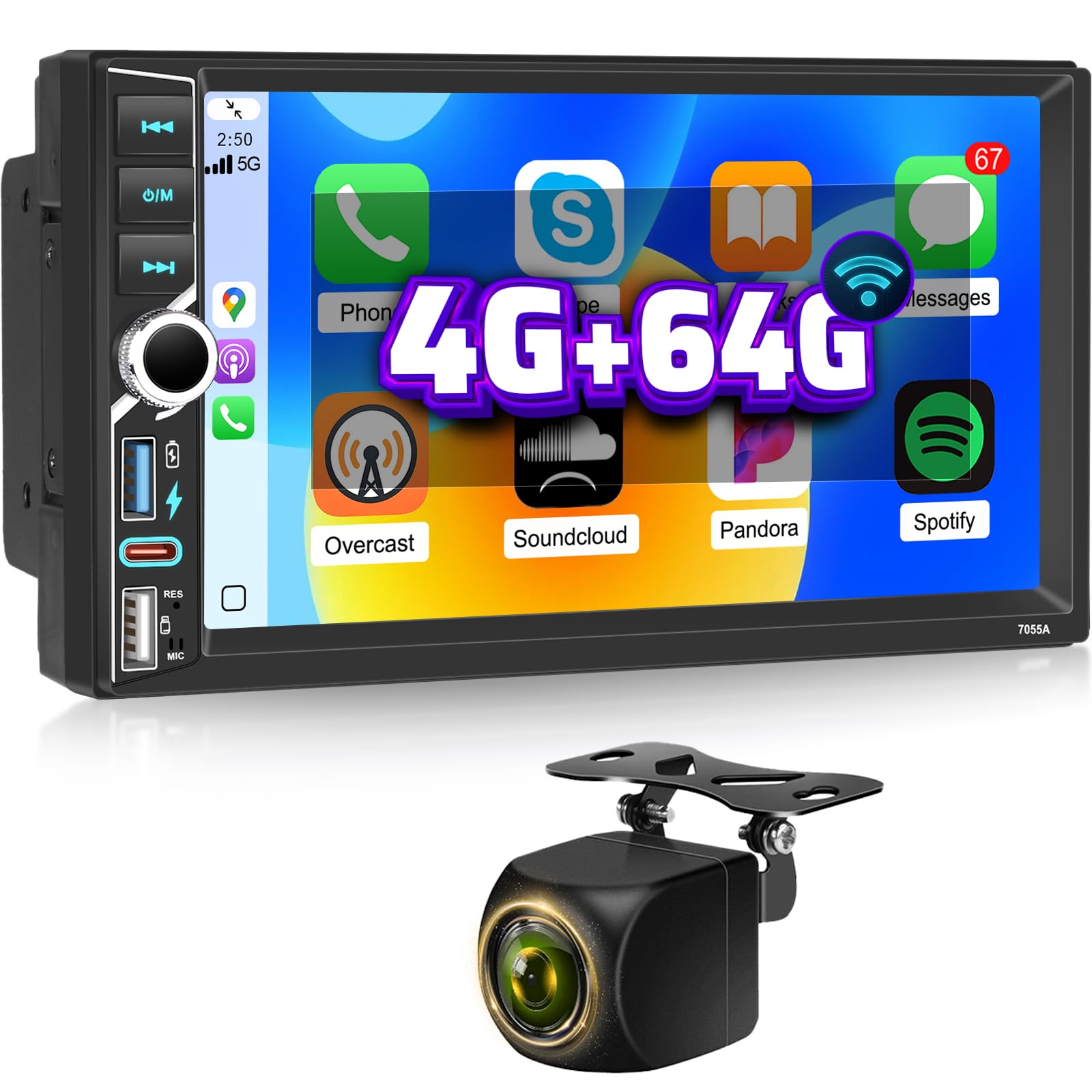 Nhopeew Autoradio Android 2 Din 7" con Carplay Wireless