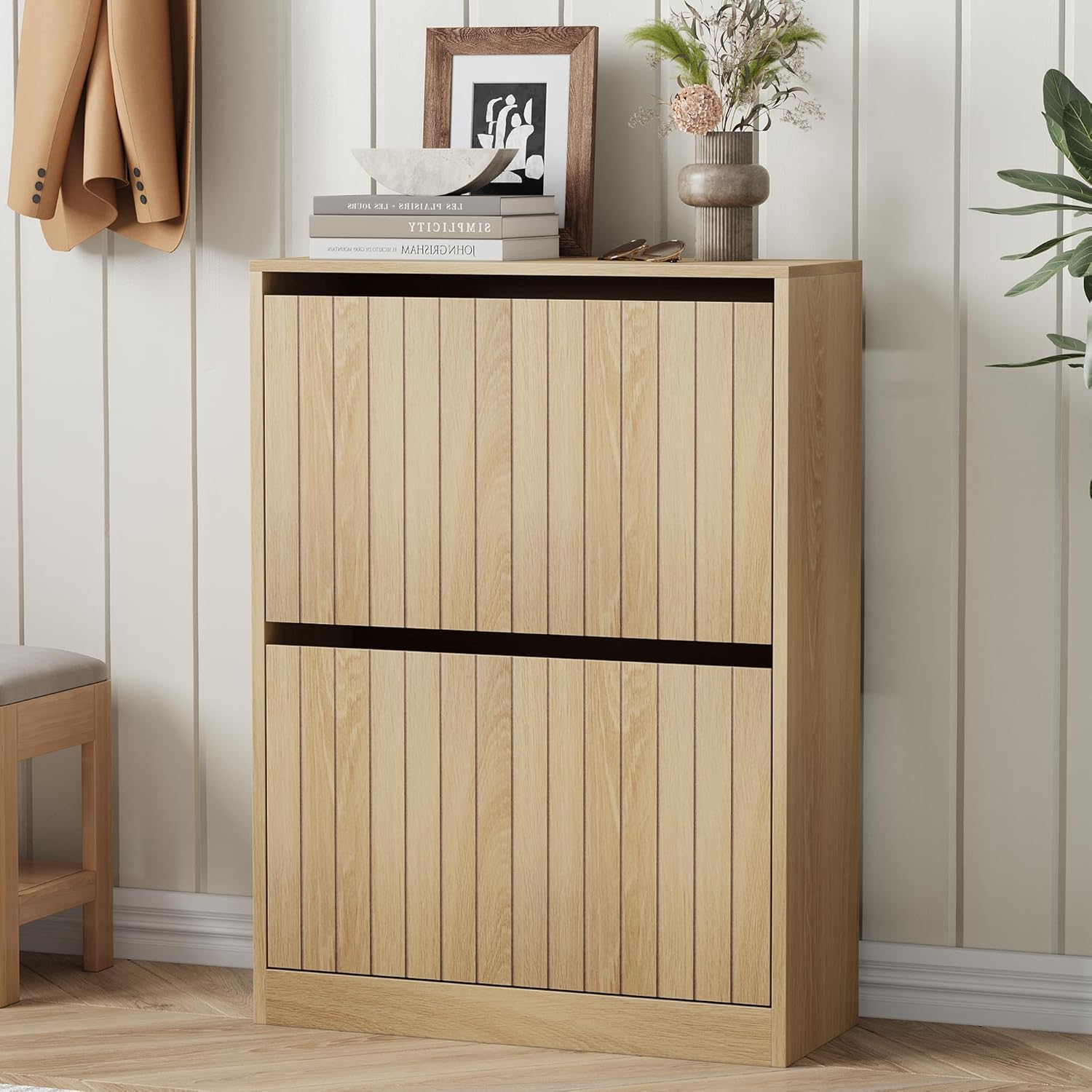 Semiocthome Scarpiera a 2 Ripiani in Legno 80x60x24cm - immagine 1