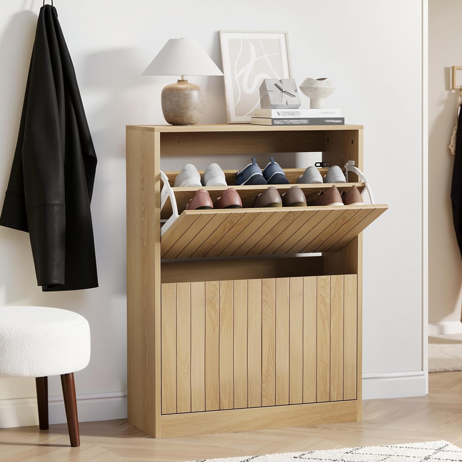 Semiocthome Scarpiera a 2 Ripiani in Legno 80x60x24cm - immagine 3