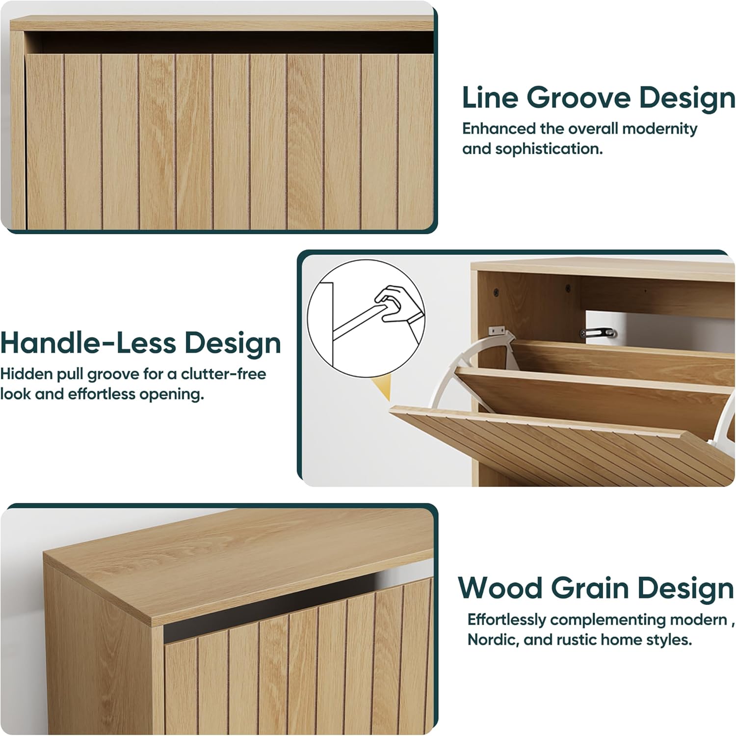 Semiocthome Scarpiera a 2 Ripiani in Legno 80x60x24cm - immagine 4