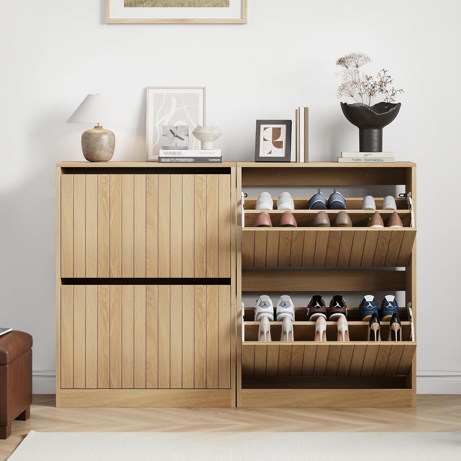 Semiocthome Scarpiera a 2 Ripiani in Legno 80x60x24cm - immagine 7