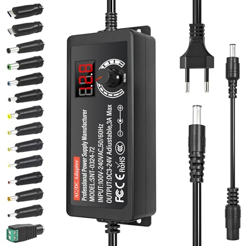 Alimentatore Universale 3V-24V 3A 72W Regolabile