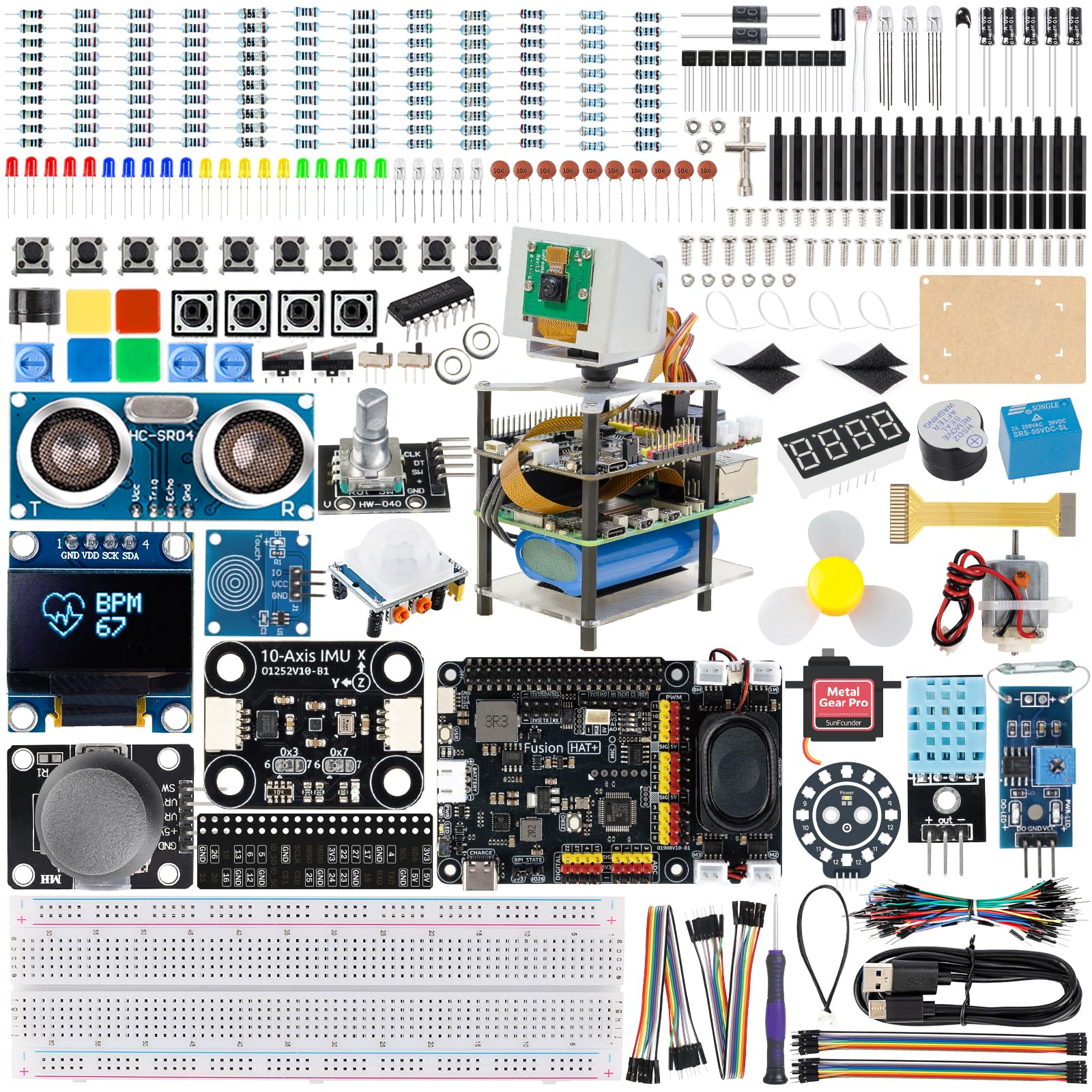 SunFounder AI Fusion Lab Kit per Raspberry Pi 5/4/3B+/Zero 2w, Multi-LLM ChatGPT-4o/Gemini/Grok, OpenCV & MediaPipe, Python, Video Corsi per Ingegneri Principianti