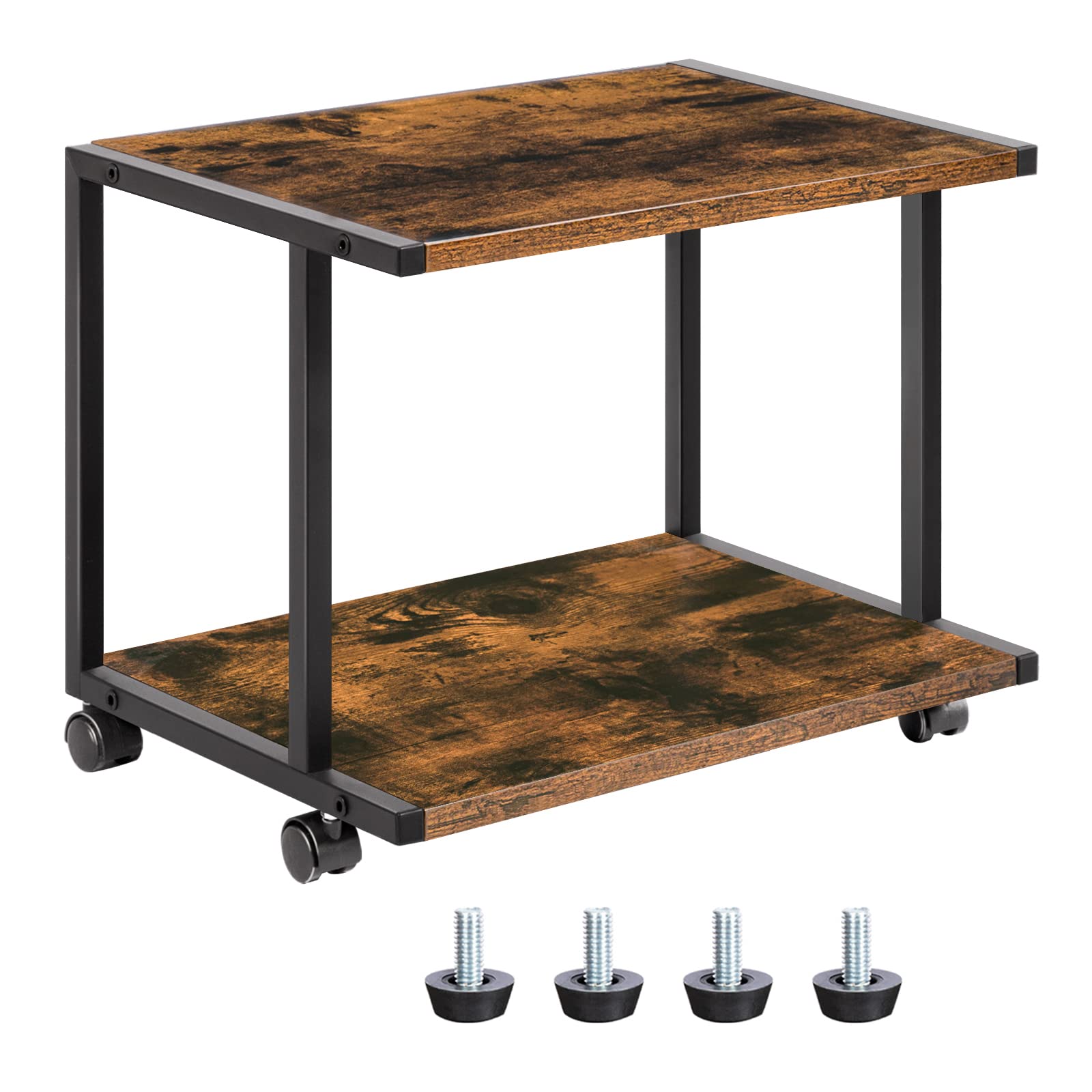 Hoobro Supporto per Stampante 2 Ripiani, Marrone Vintage