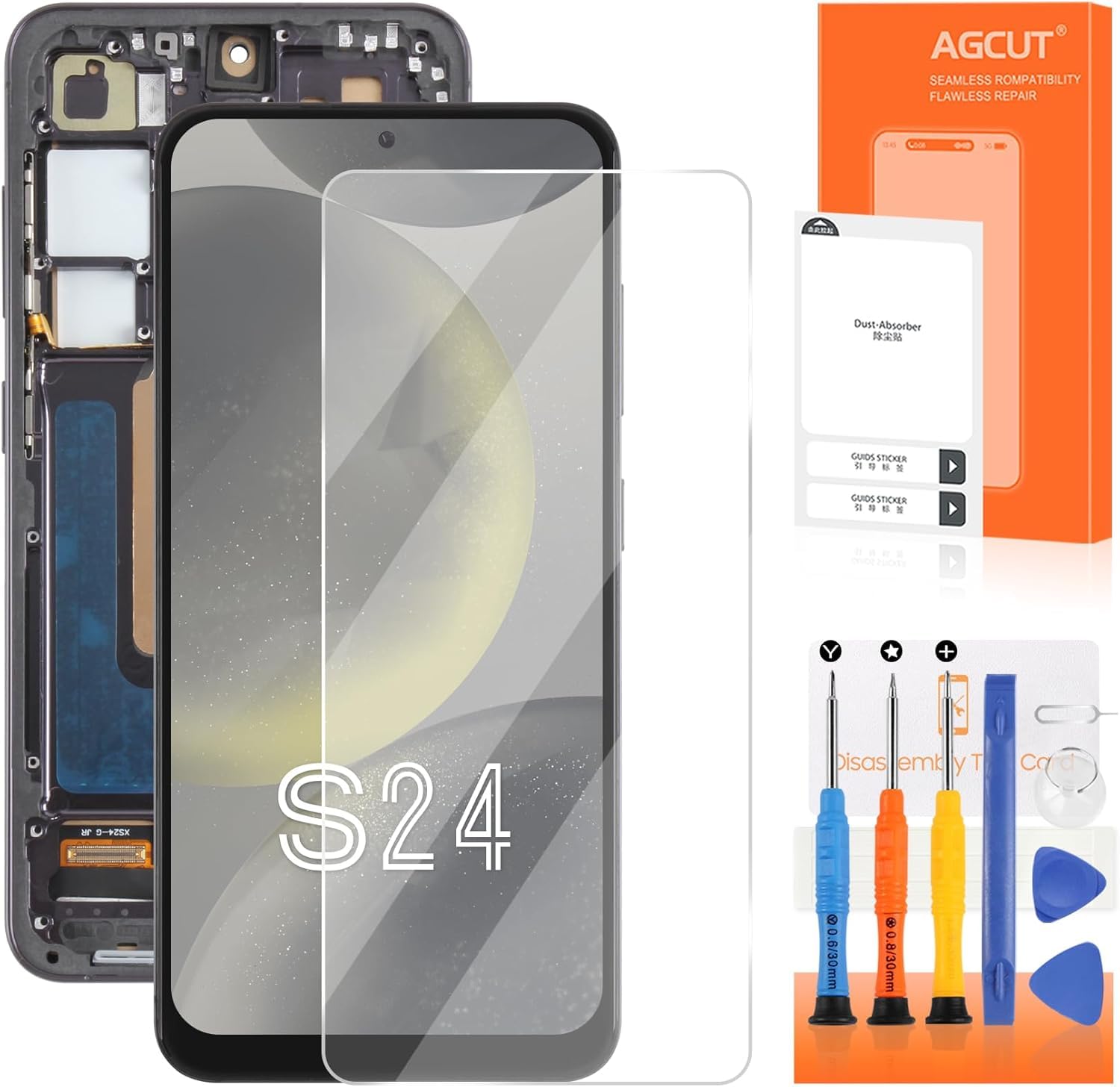 AGCUT Schermo LCD per Samsung Galaxy S24 5G 6,2 Pollici, Nero
