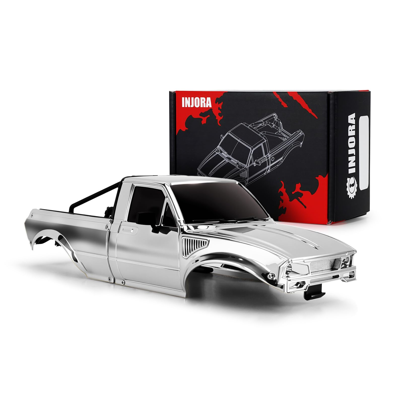 INJORA IR60 Pickup Carrozzeria Rigida con Barre, Cromo