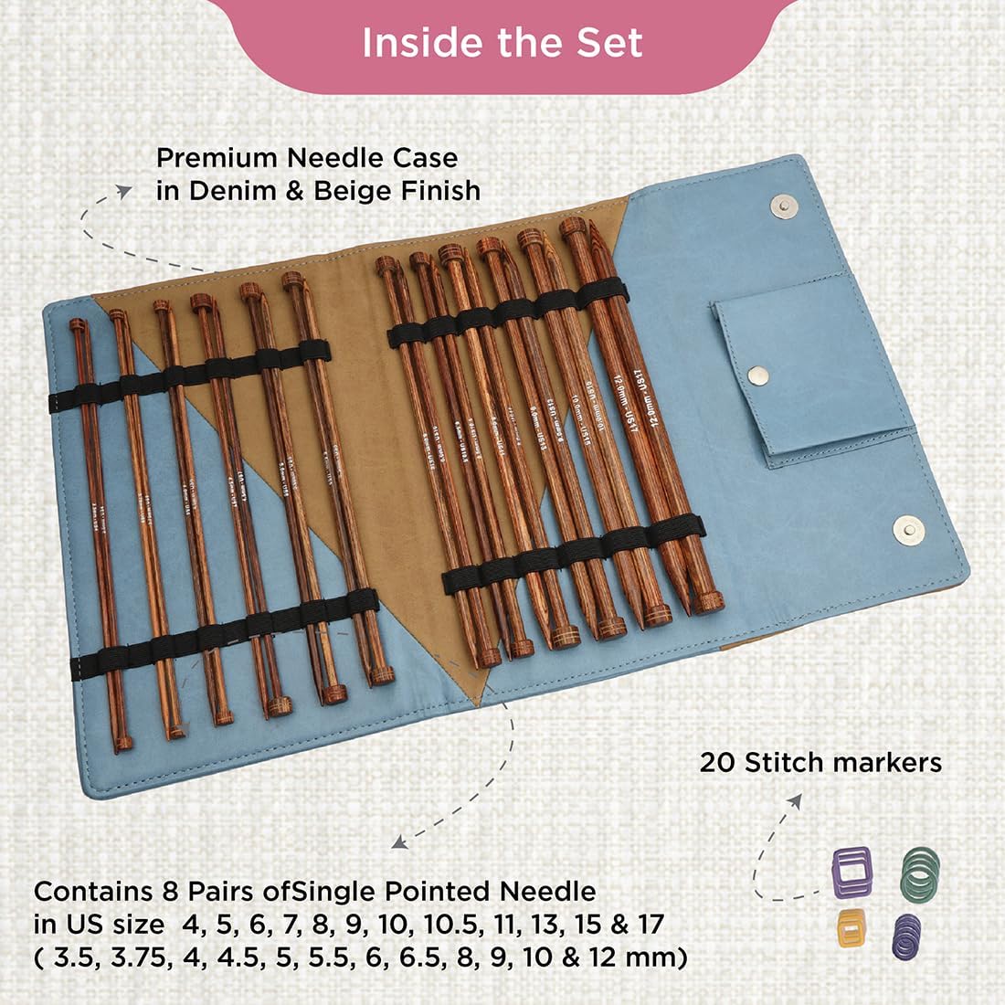 Knitpro Ginger Single Pointed Needle Set - 12 Paia - immagine 2
