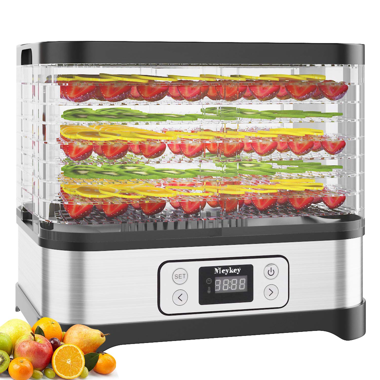Nictemaw Essiccatore Inox 8 Vassoi 400W, Argento