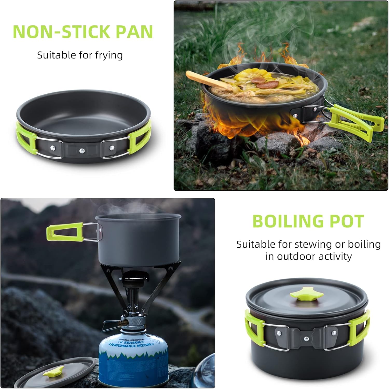 Lixada Set Stoviglie da Campeggio 16 Pezzi - immagine 4