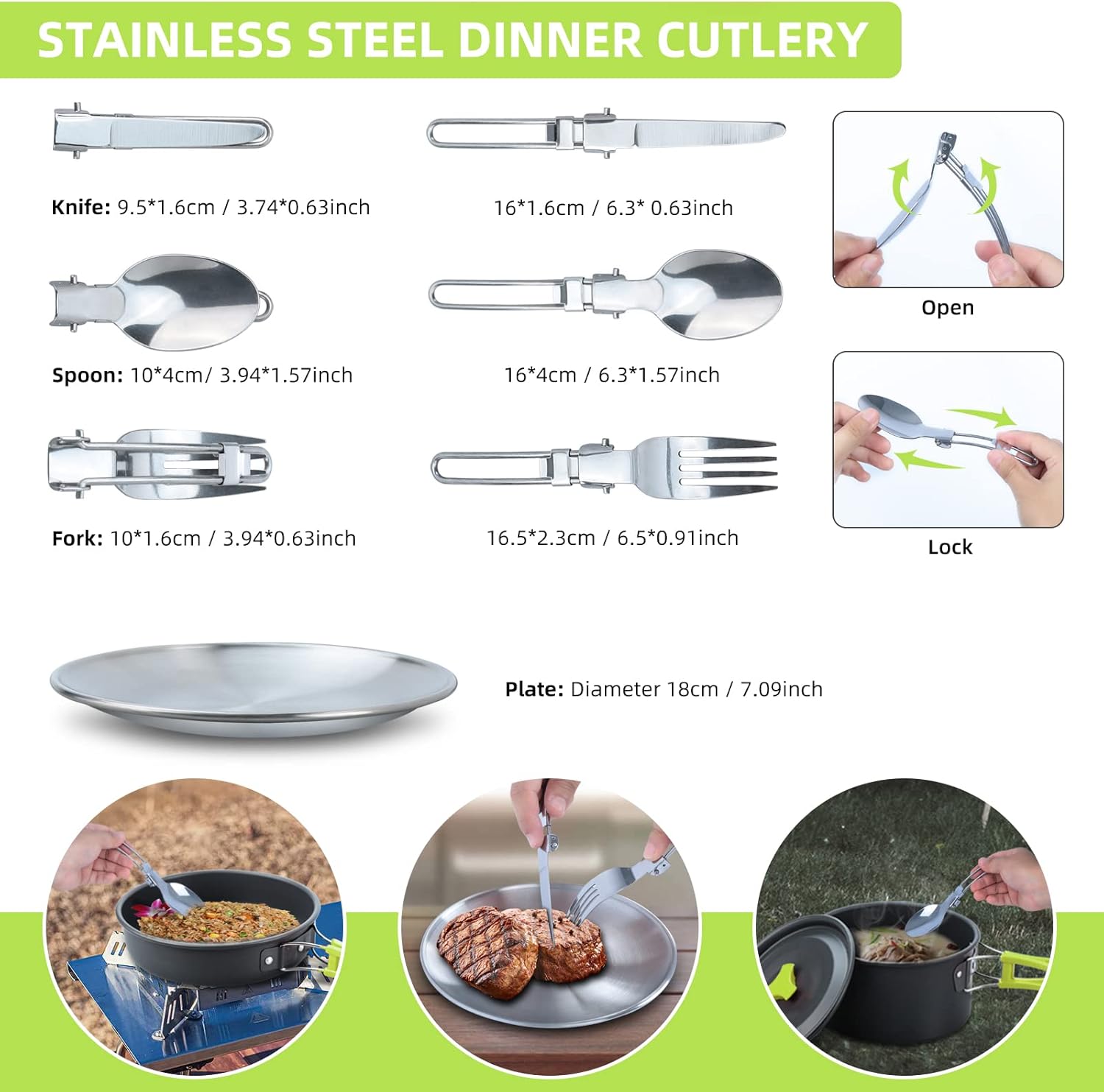 Lixada Set Stoviglie da Campeggio 16 Pezzi - immagine 5