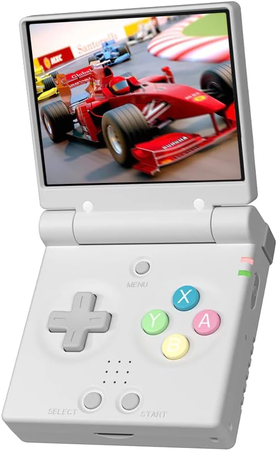 Whatsko Miyoo Mini Flip console da gioco in stile retrò, 4000+ giochi, schermo IPS 750 x 560 da 2,8 pollici, 16 emulatore, sistema Linux, con WiFi, 64 GB (Bianco)