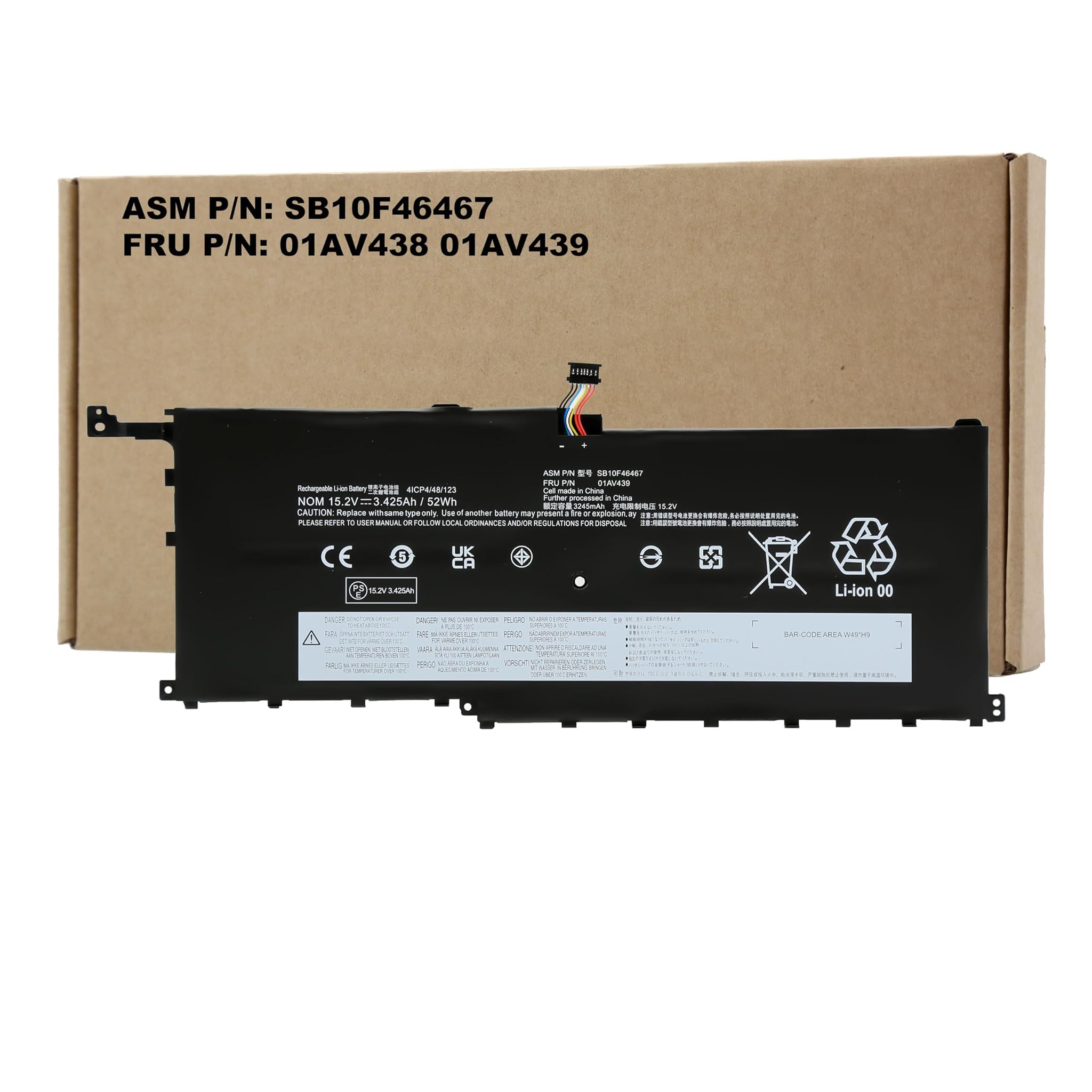 Blesys Batteria 52Wh per Lenovo ThinkPad X1 Yoga/Carbon