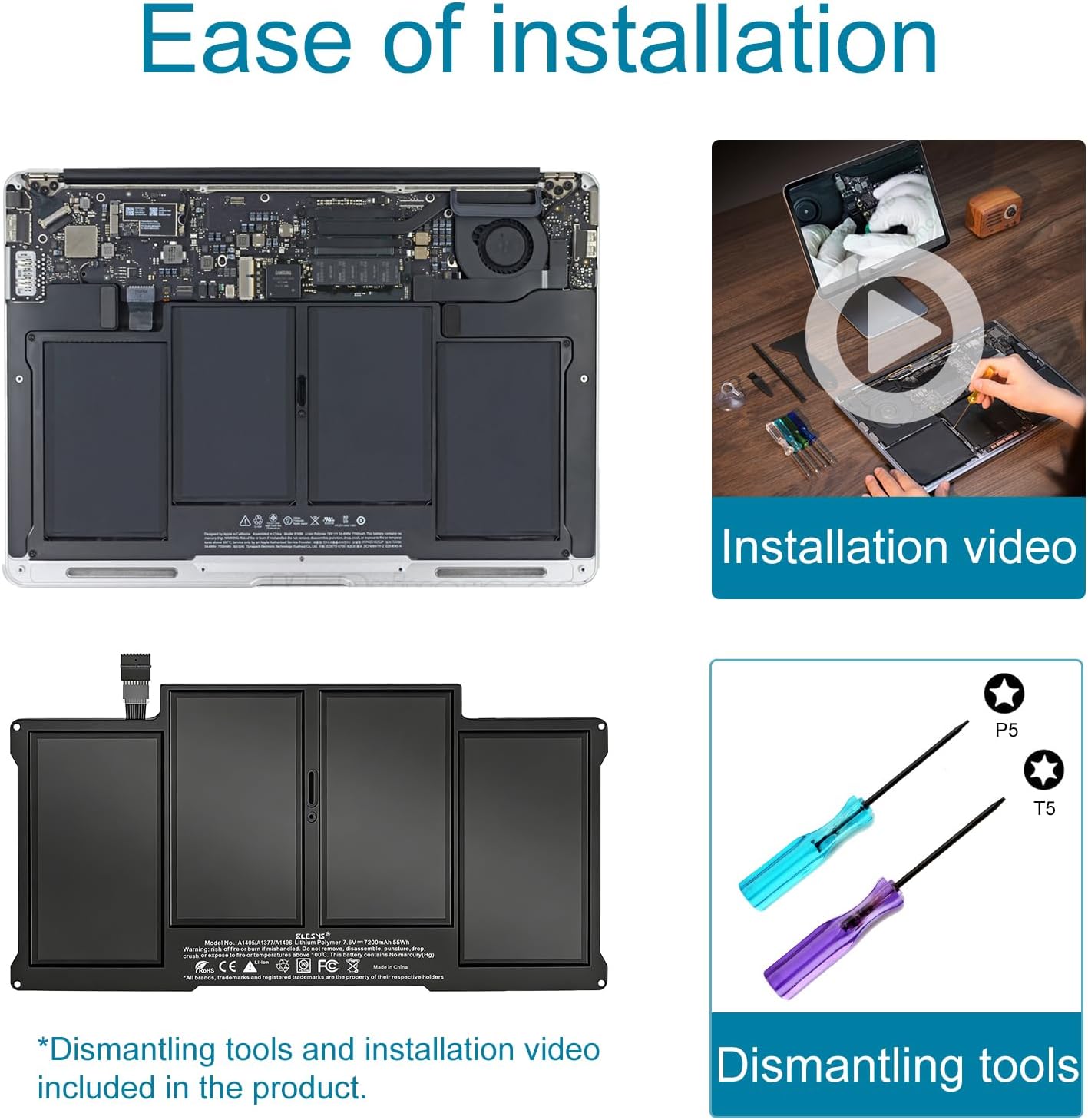 Blesys A1496 Batteria A1466 per MacBook Air 13 pollici - immagine 5