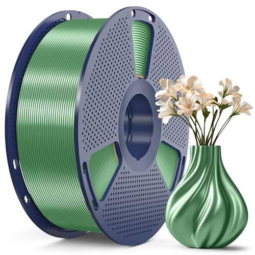 SUNLU PLA+ Silk Filament, Filamento 3D in Seta Metallizzata Lucida, filamento per Stampante 3D PLA PLUS ad alta Resistenza, Bobina da 1 kg, Bronzo verde