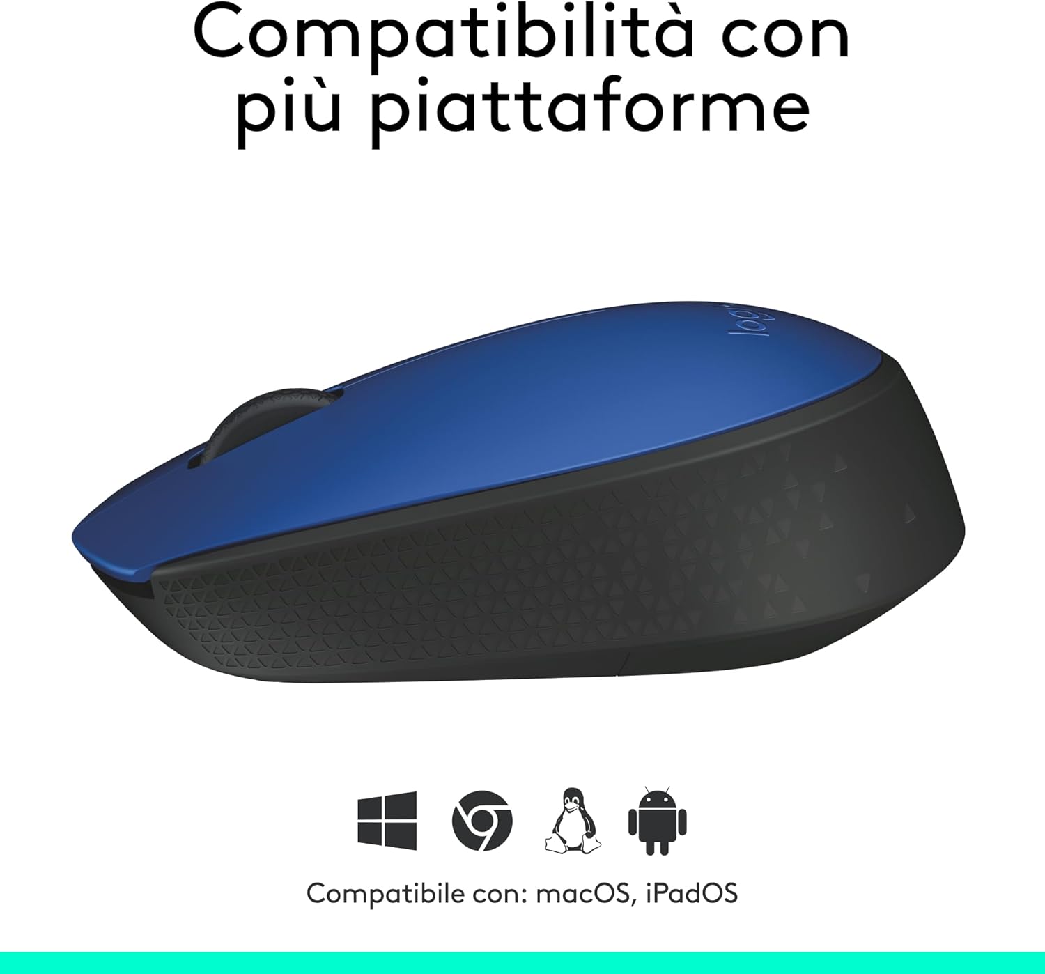 Logitech M171 Mouse Wireless Ambidestro, Blu - immagine 6