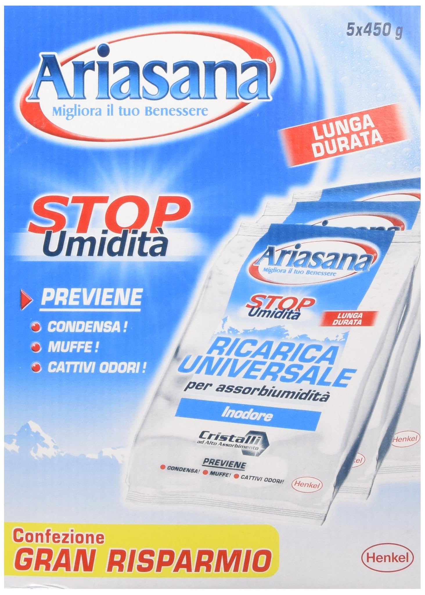 Ariasana Ricarica Sali Assorbiumidità Inodore (5x450g)