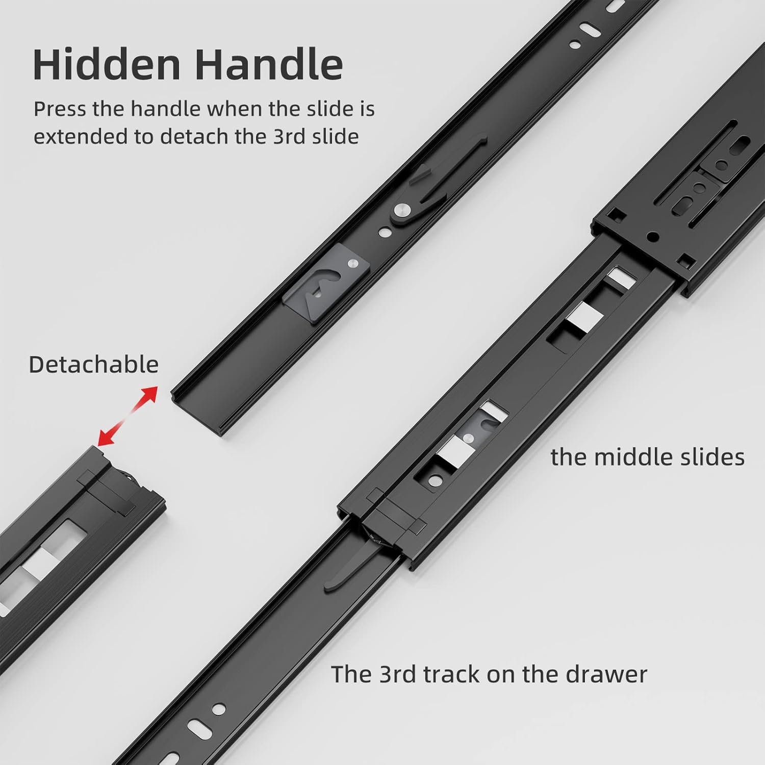 5 Paia Guide per Cassetti Estensione Totale 400mm, Nere - immagine 5