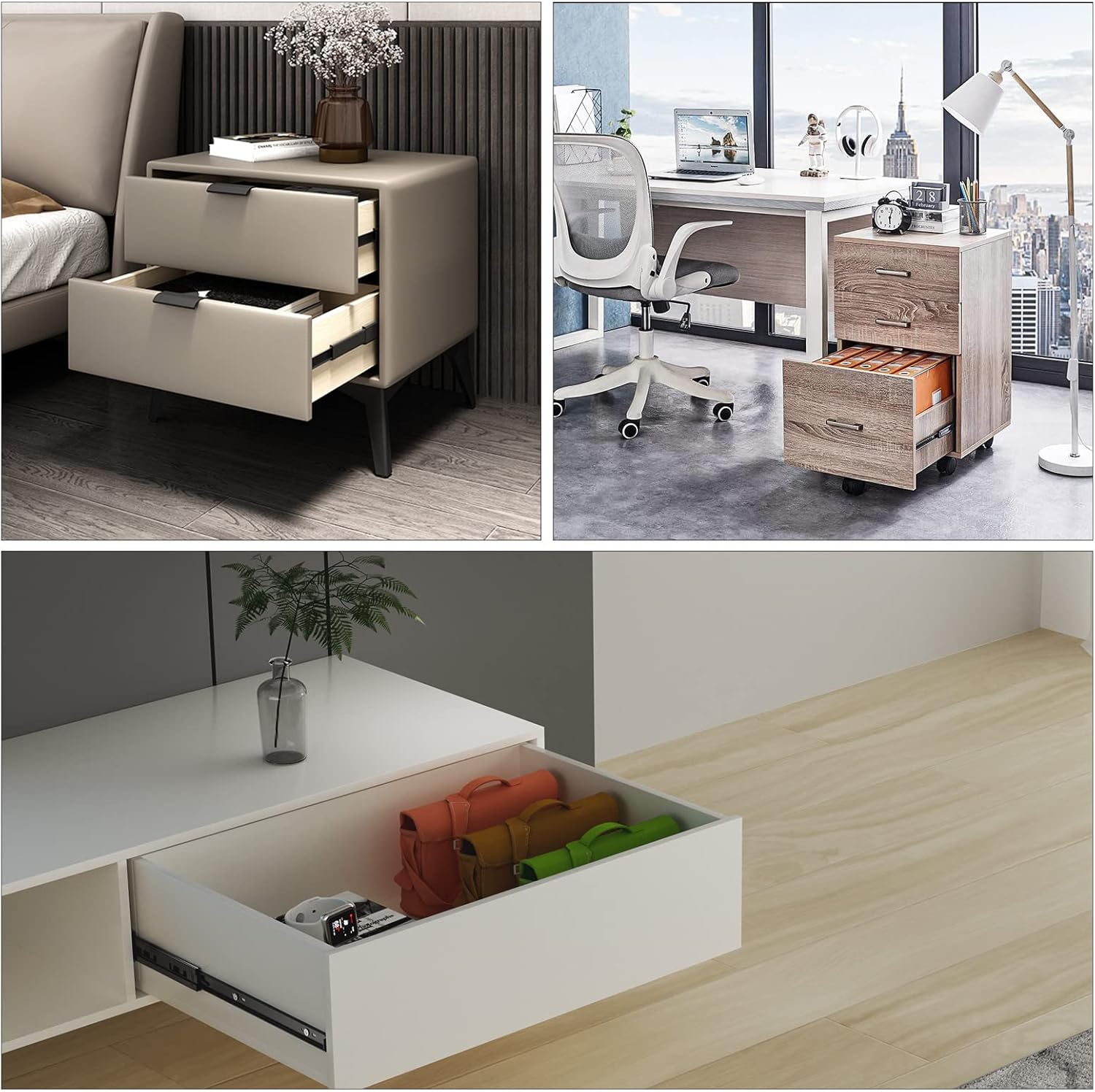 5 Paia Guide per Cassetti Estensione Totale 400mm, Nere - immagine 6