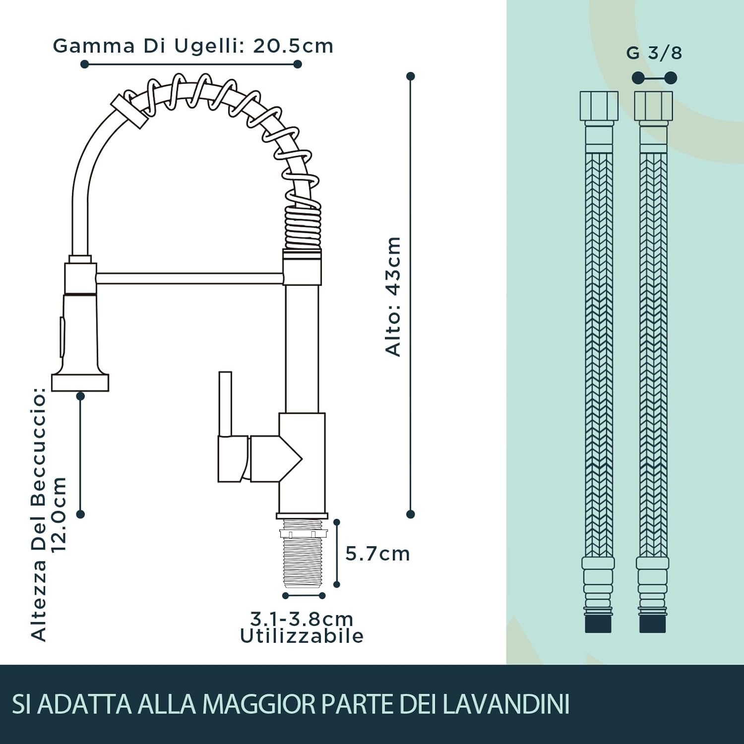 Forious Miscelatore Cucina Monocomando Oro Spazzolato - immagine 6