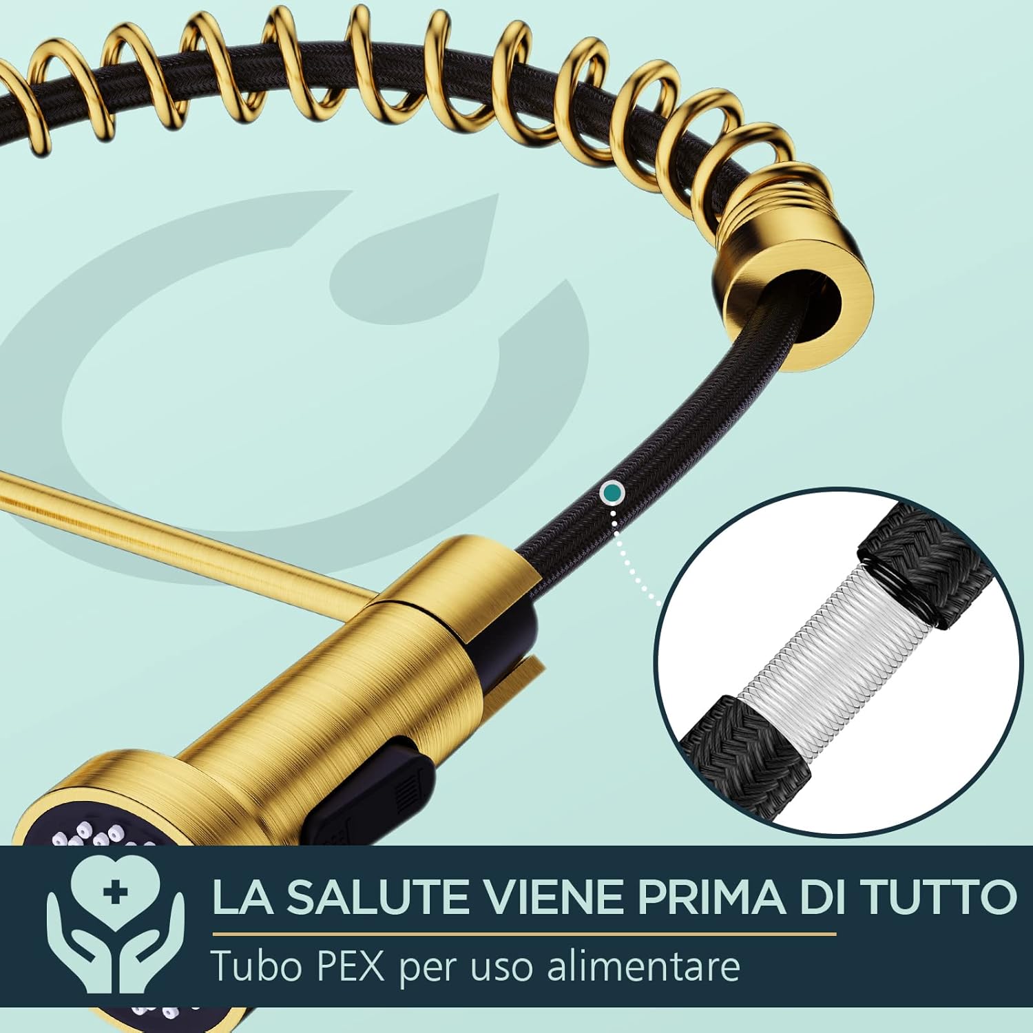 Forious Miscelatore Cucina Monocomando Oro Spazzolato - immagine 8