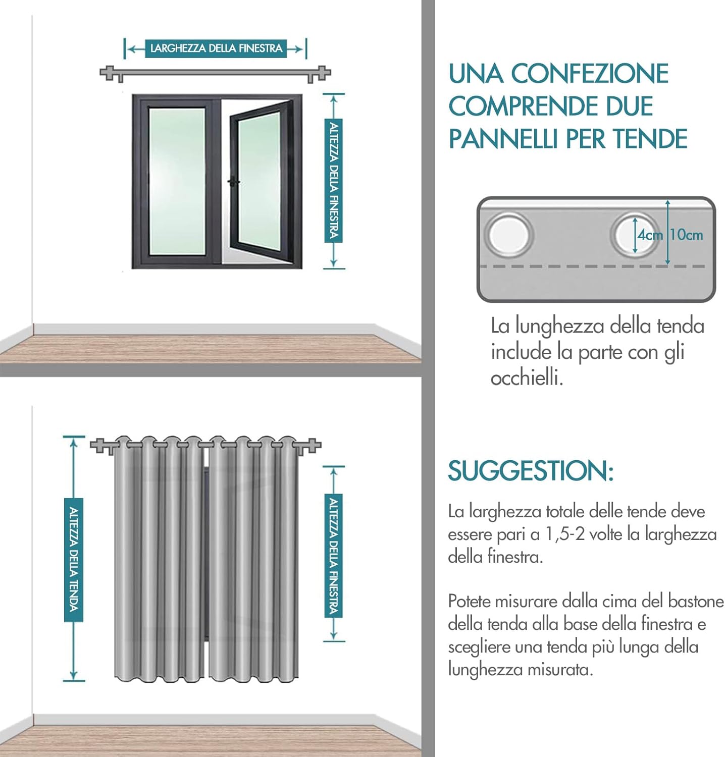 Miulee Tende Moderne 2 Pezzi 140x260 CM, Occhielli - immagine 6