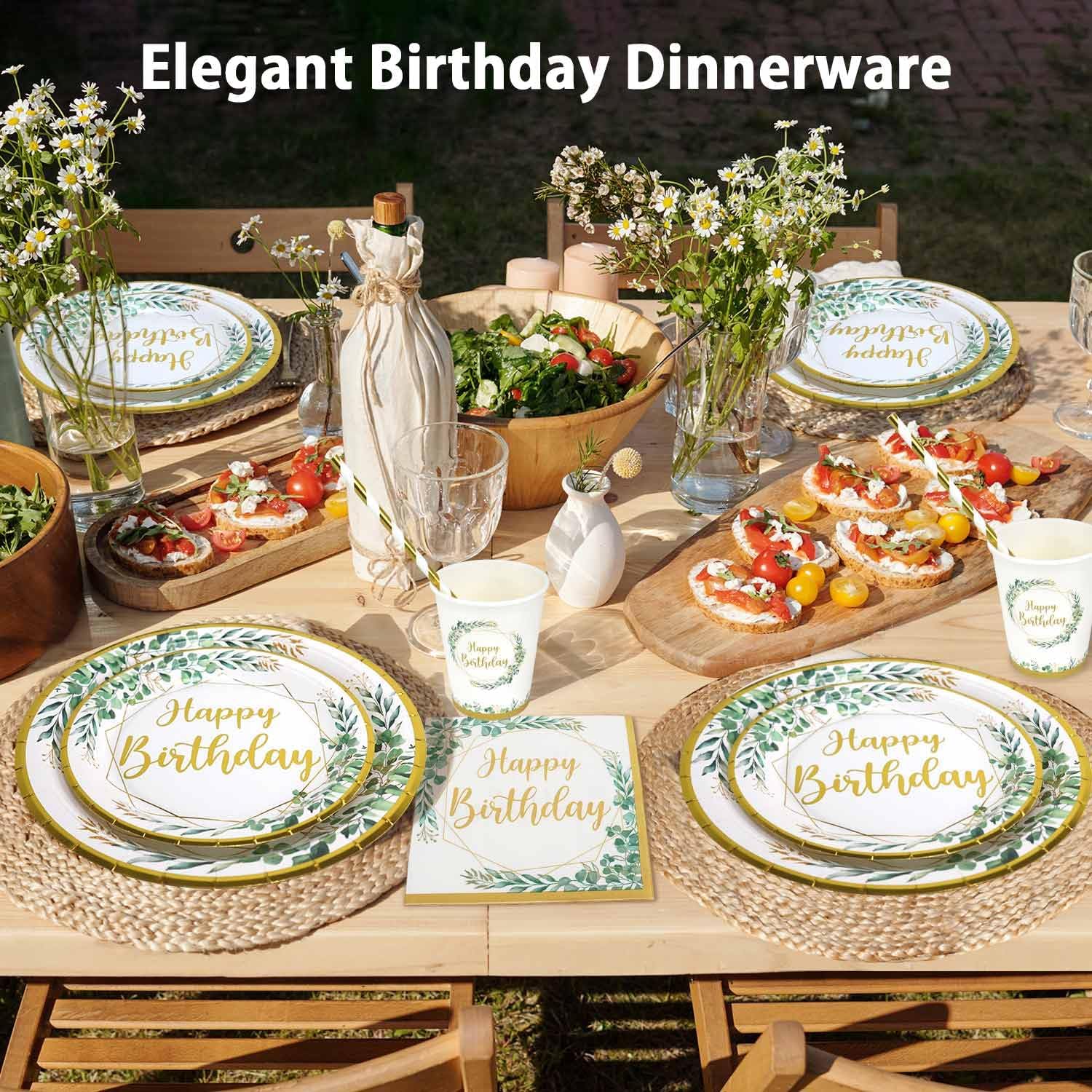 Heboland Stoviglie Compleanno Verde 125 Pezzi - immagine 5