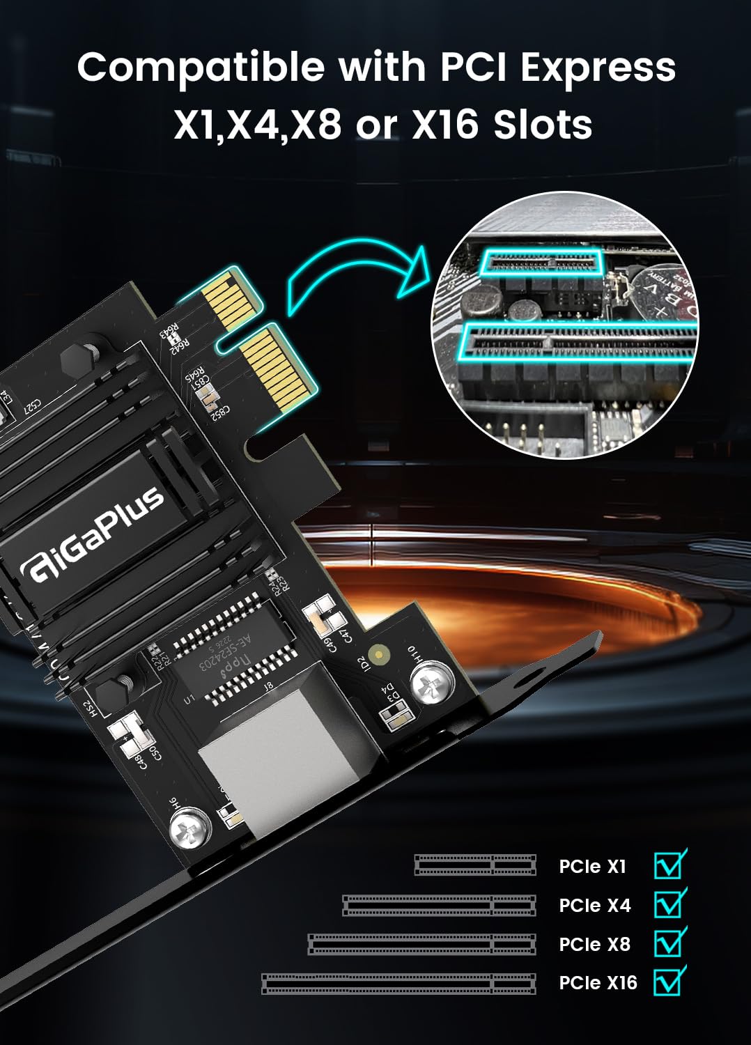 Scheda di Rete PCIe 2.5 Gb Ethernet Gigaplus - immagine 3