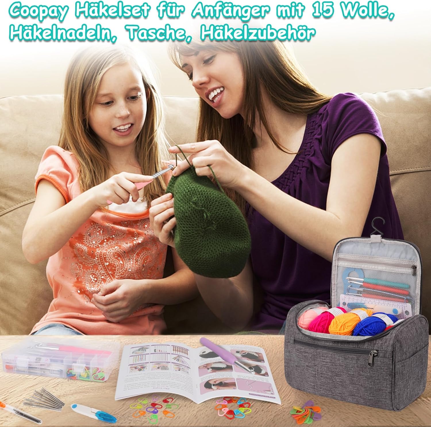 Coopay Set 73 Uncinetti per Principianti, Grigio - immagine 2