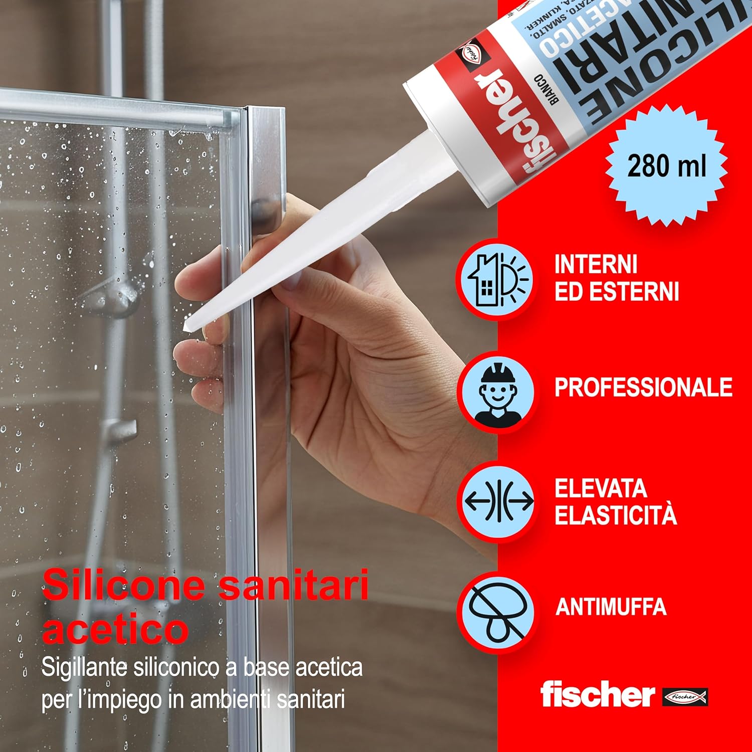 Fischer SAS Trasparente - Silicone Sigillante Antimuffa - immagine 2