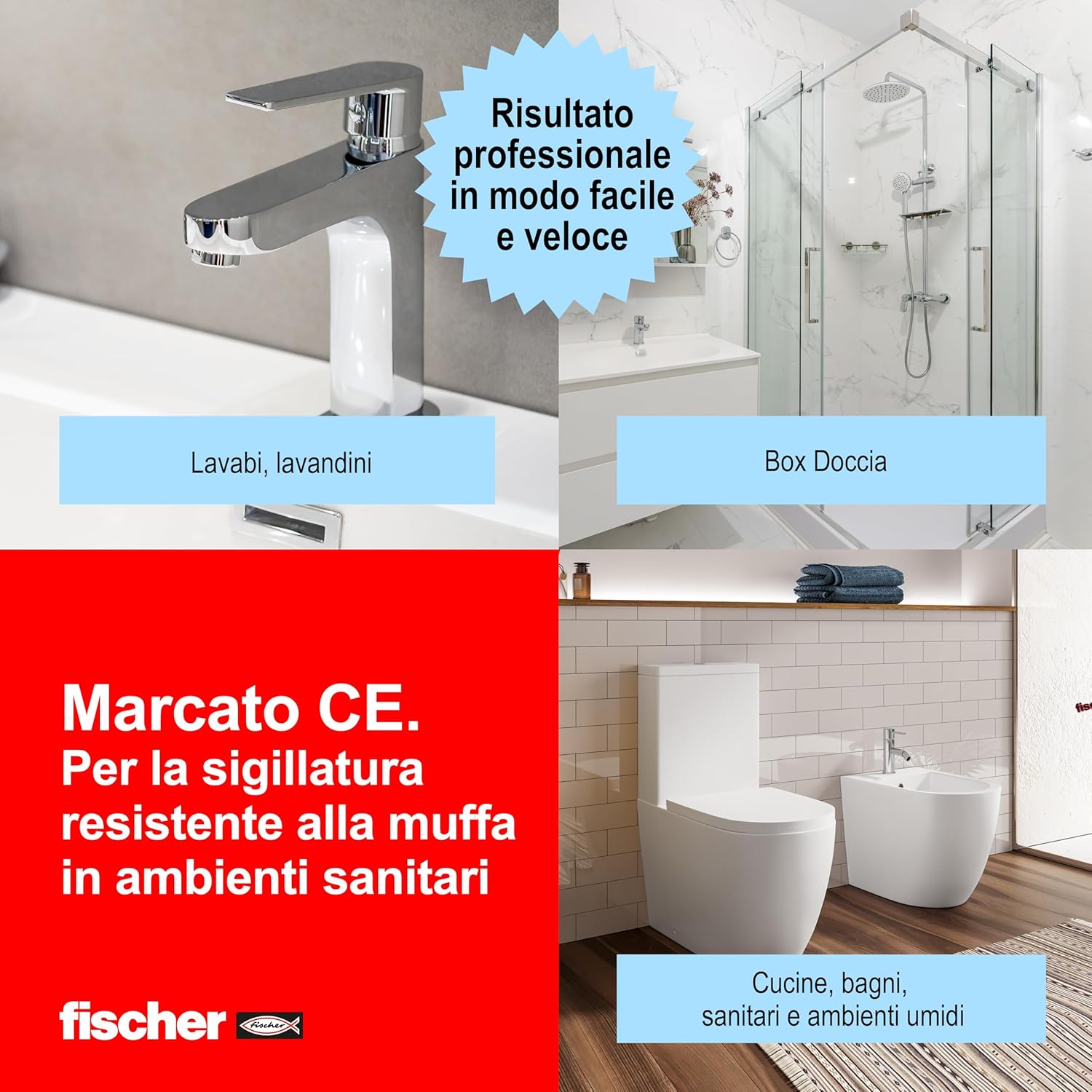 Fischer SAS Trasparente - Silicone Sigillante Antimuffa - immagine 3