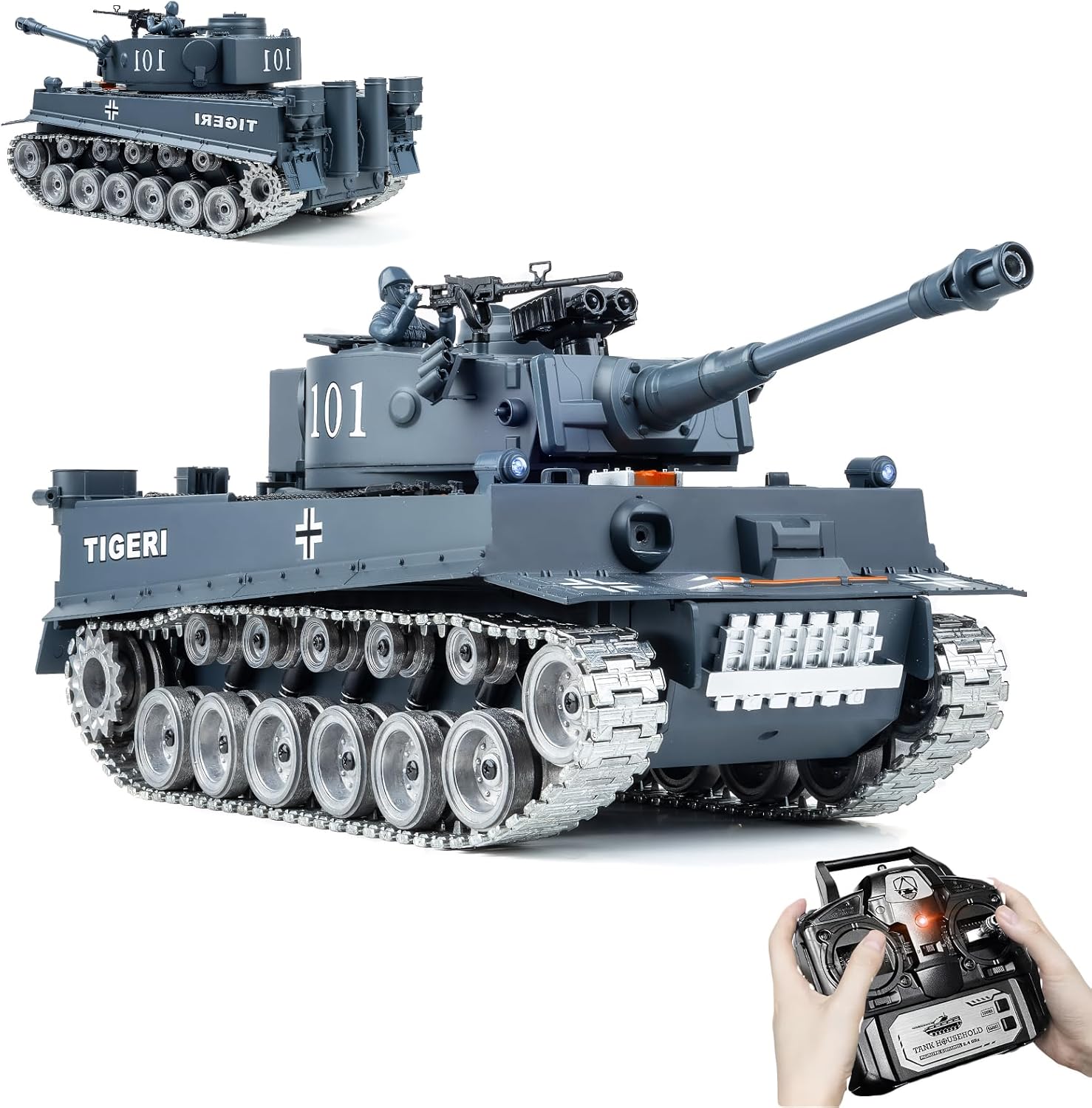 Carro Armato RC Telecomandato a Scoppio 1:18 Tiger Tank - immagine 1