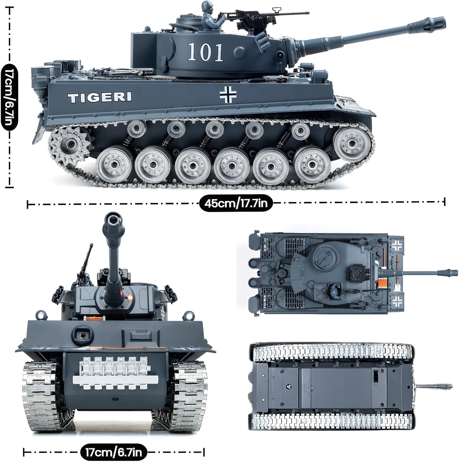Carro Armato RC Telecomandato a Scoppio 1:18 Tiger Tank - immagine 2