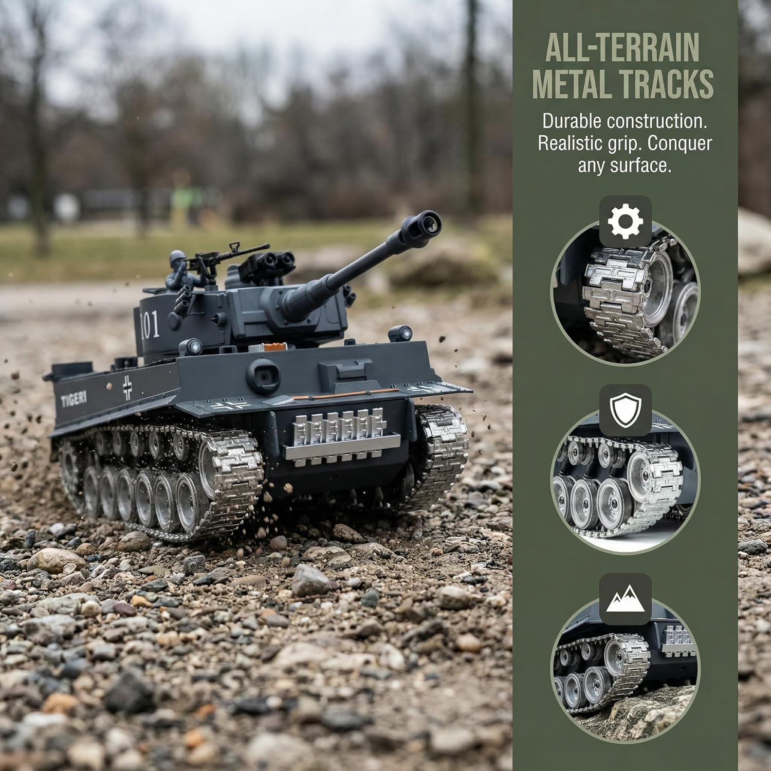 Carro Armato RC Telecomandato a Scoppio 1:18 Tiger Tank - immagine 4