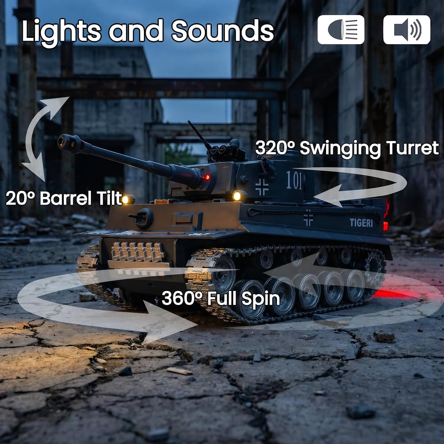 Carro Armato RC Telecomandato a Scoppio 1:18 Tiger Tank - immagine 5