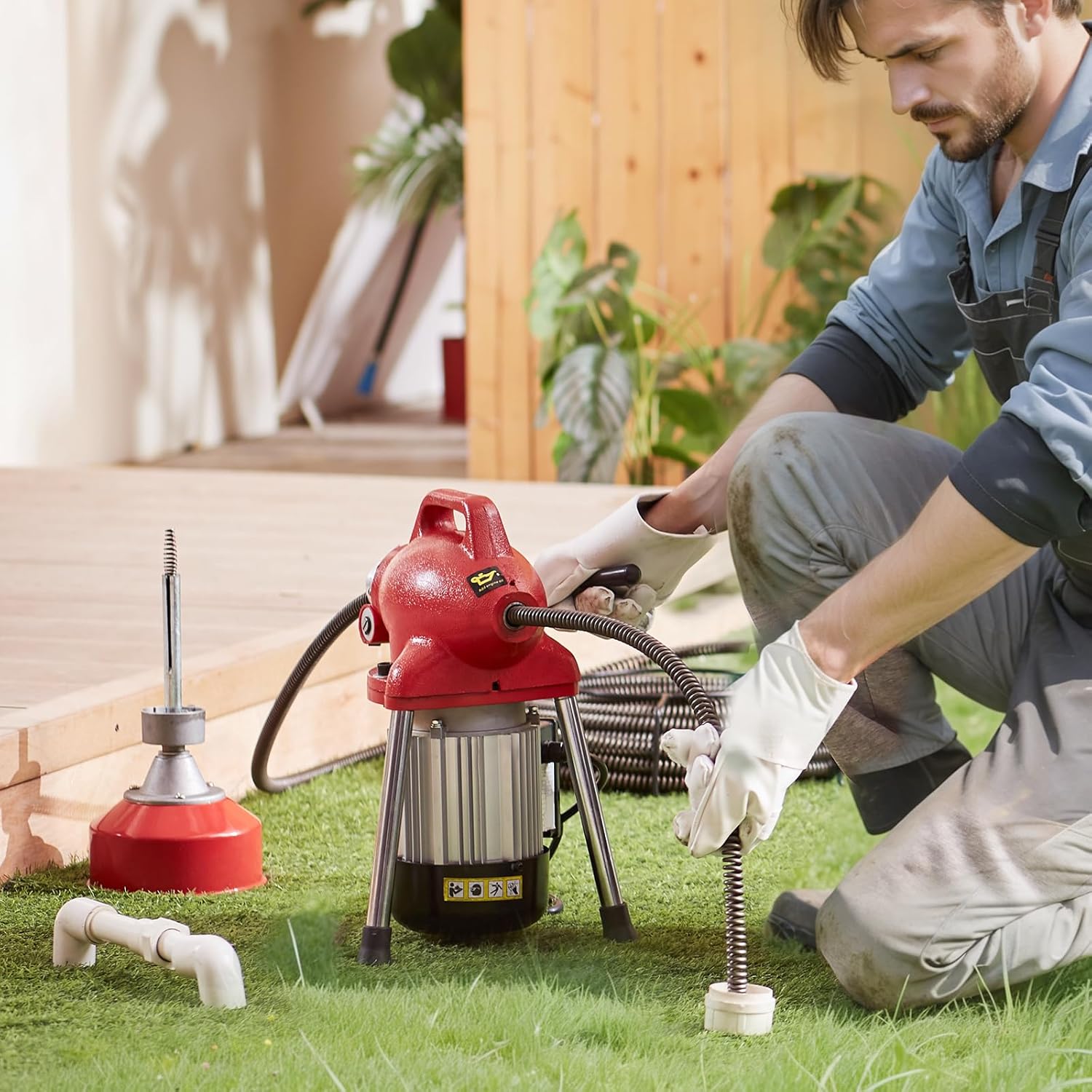 VEVOR Drain Cleaner Machine 66FT x 5/8 Inch, Rosso - immagine 8