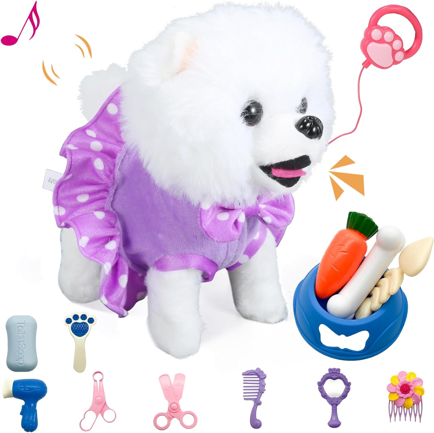 Interactive Plush Puppy Toy with Remote Control, Purple - immagine 1