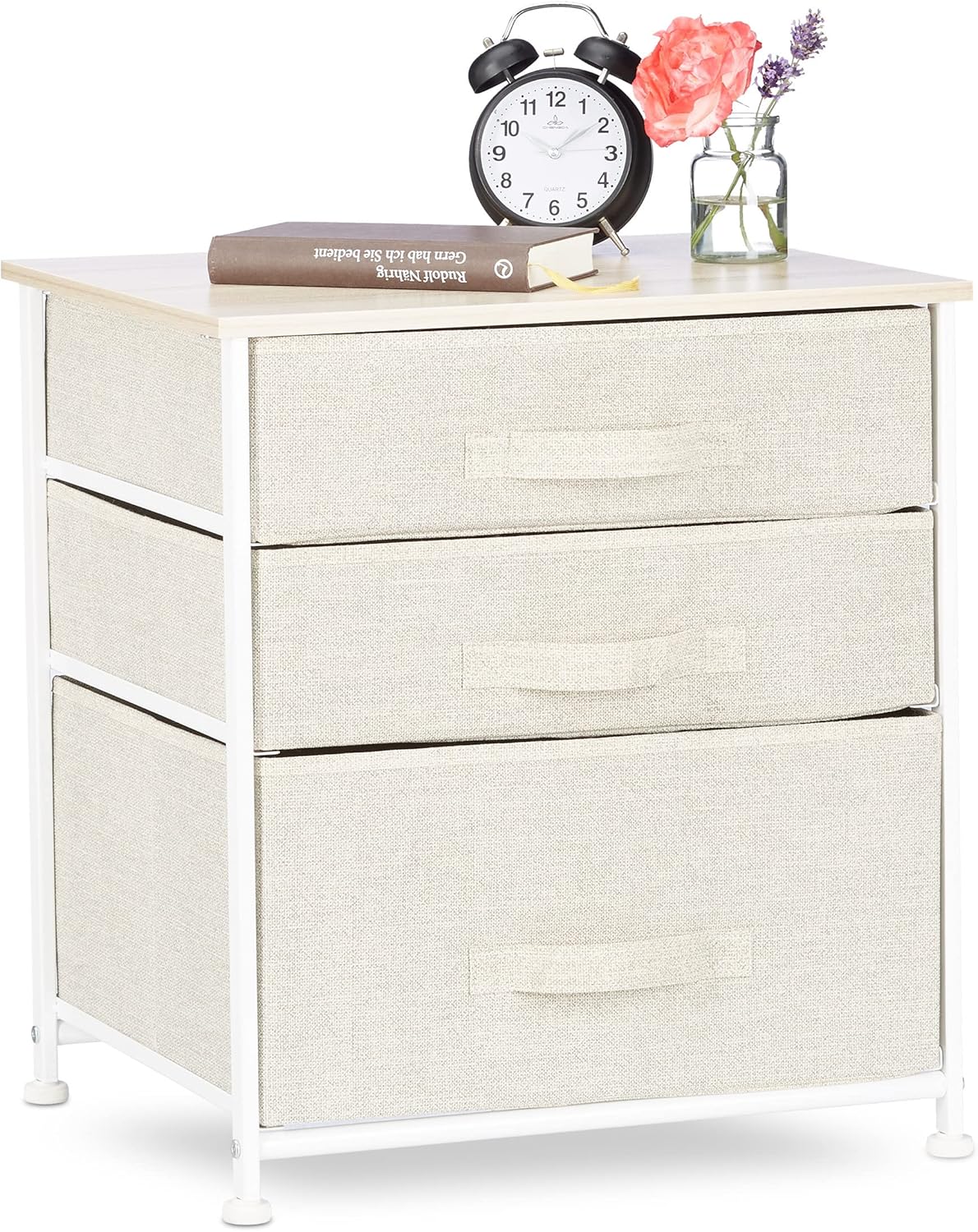 Relaxdays Mobiletto con 3 Cassetti, Beige